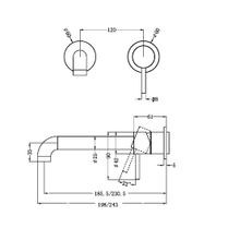 Zen SS316L Wall Basin/Bath Mixer Separate Back Plate 185mm Spout Trim Kits | Brushed Nickel gallery detail image