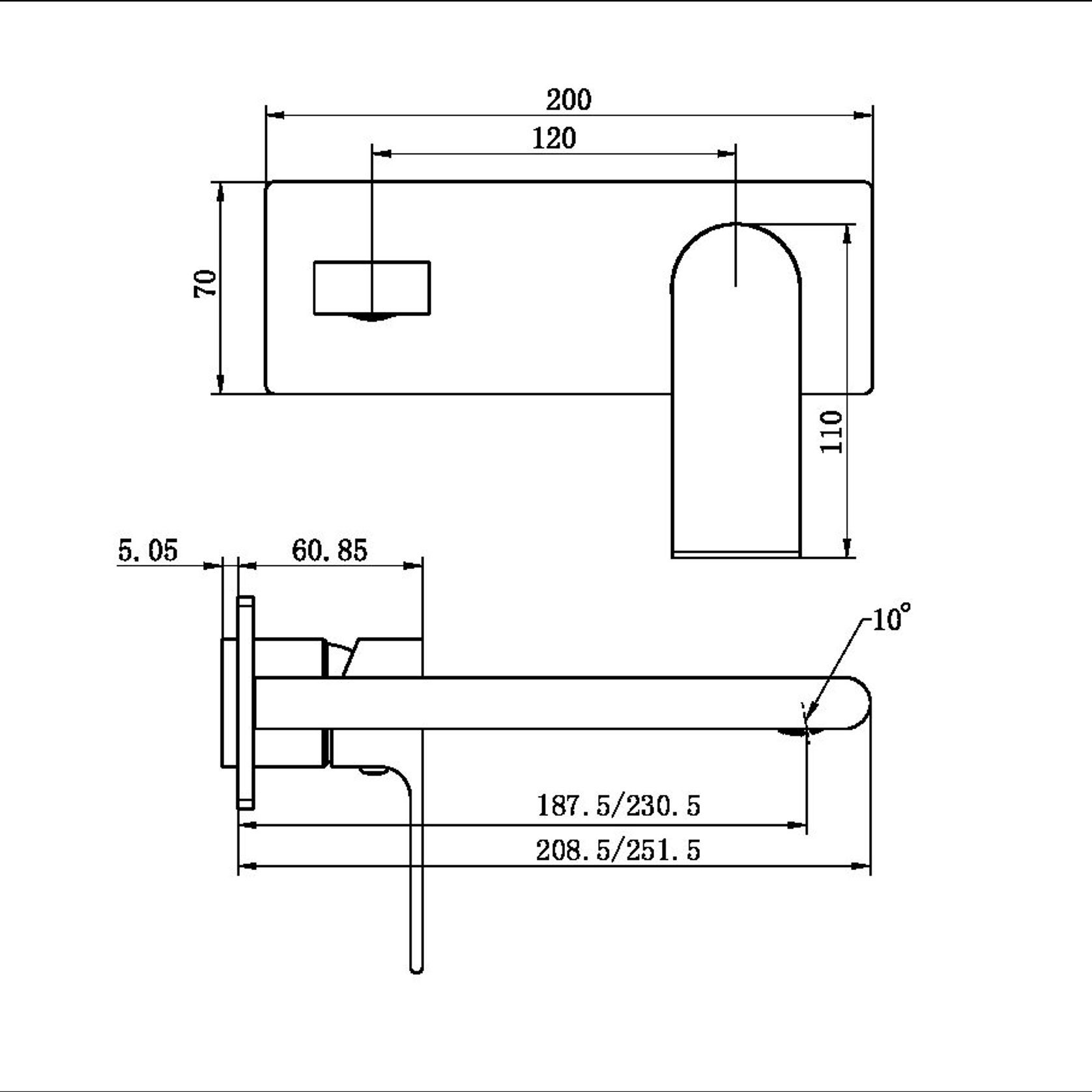 Bianca Wall Basin/Bath Mixer 187mm | Chrome gallery detail image