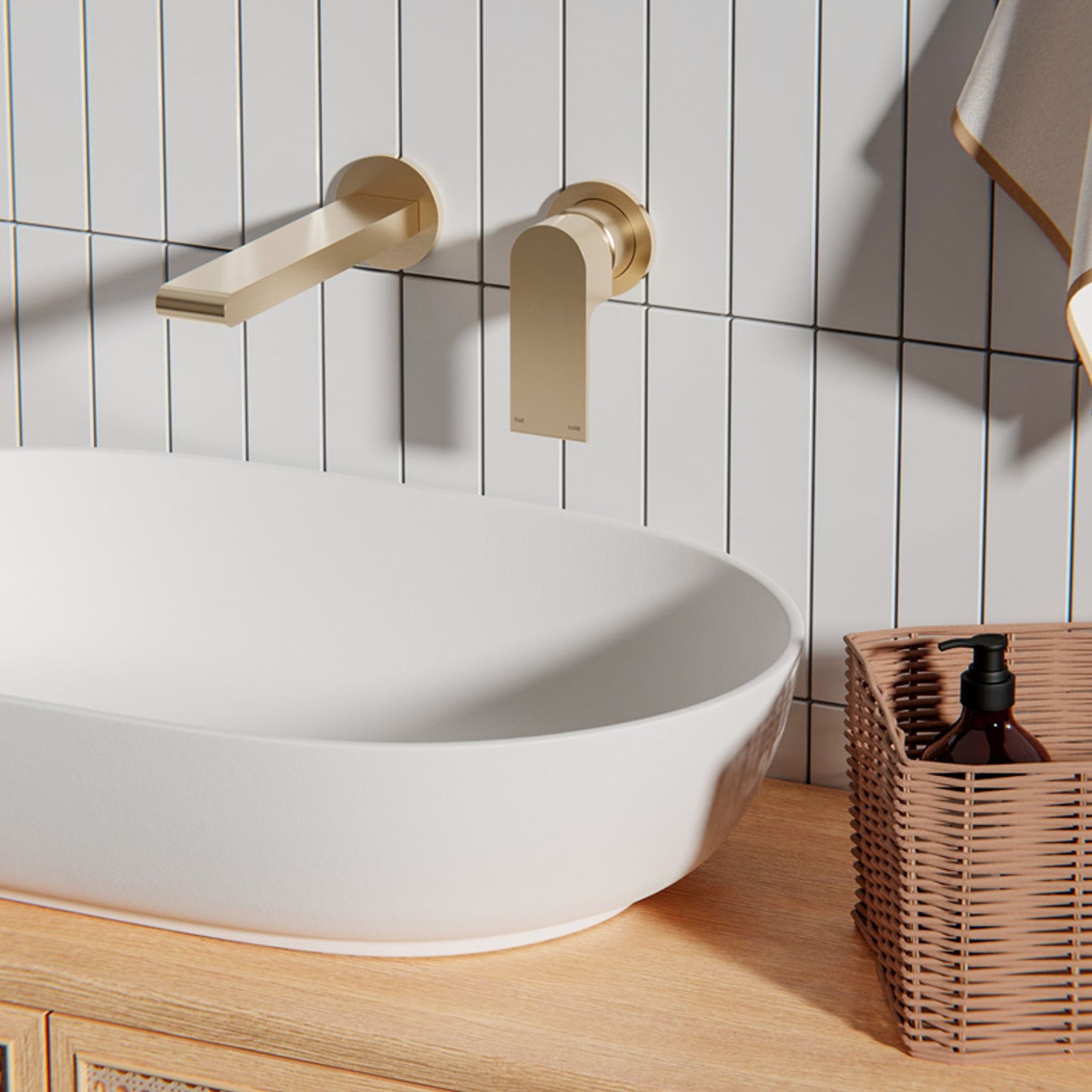 Bianca Basin/Bath Mixer Back Plate 230mm | Brushed Gold gallery detail image