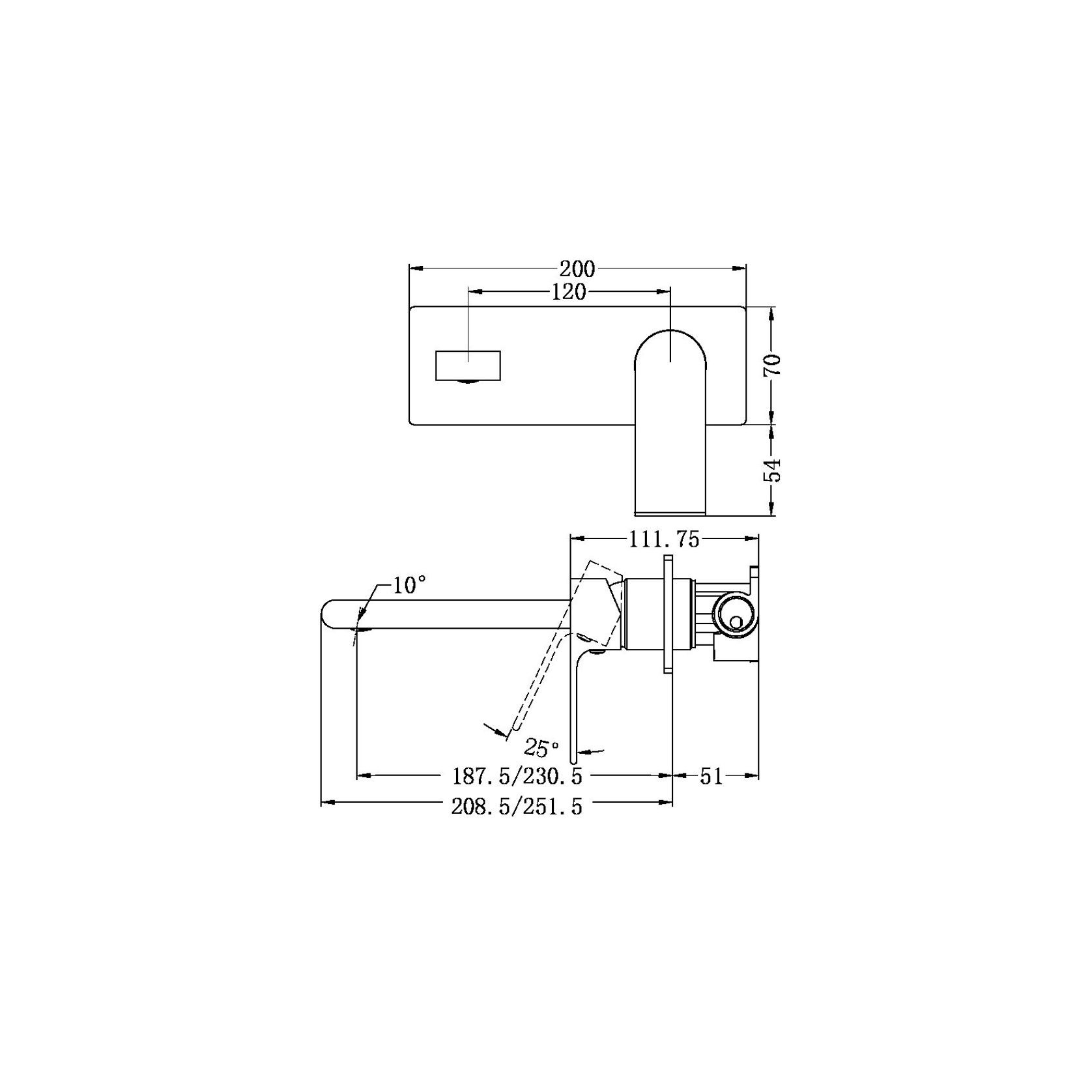 Bianca Wall Basin/Bath Mixer 187mm | Matte Black gallery detail image