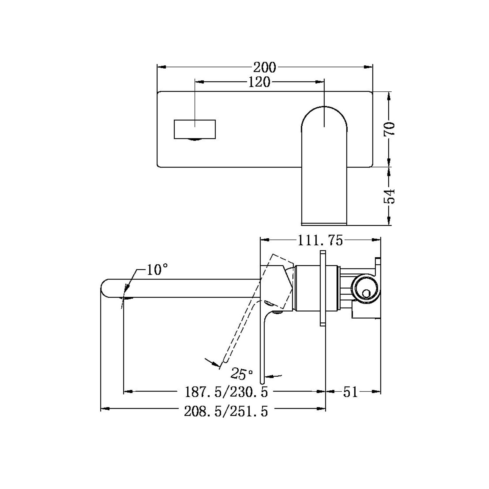 Bianca Wall Basin/Bath Mixer 187mm | Matte Black gallery detail image