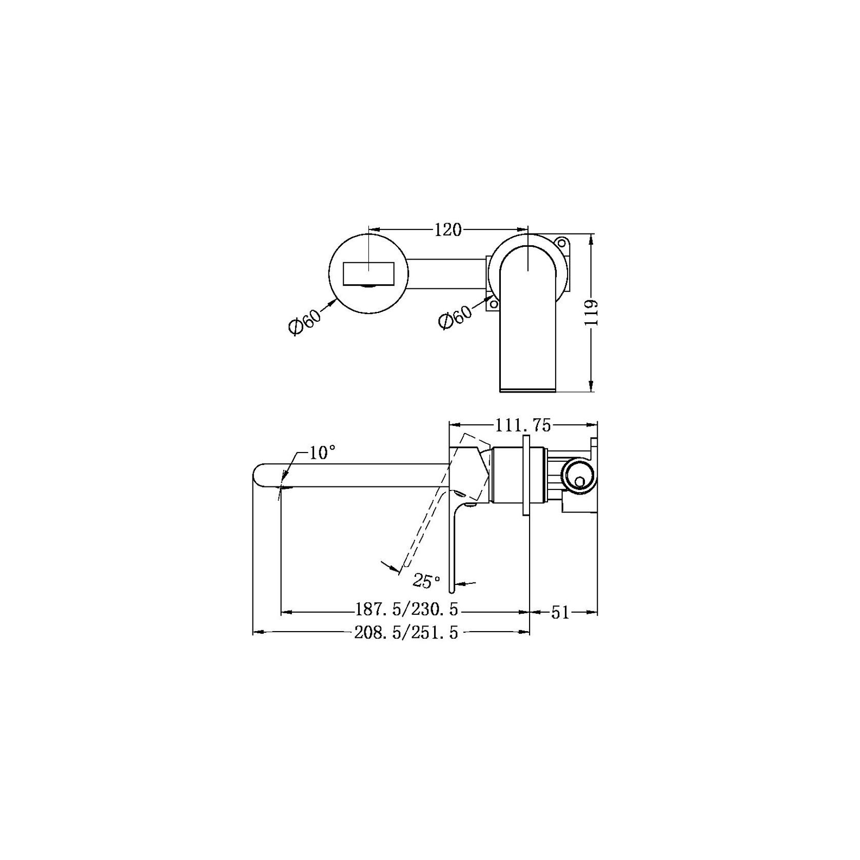 Bianca Mixer Separate Back Plate 187mm | Matte Black gallery detail image
