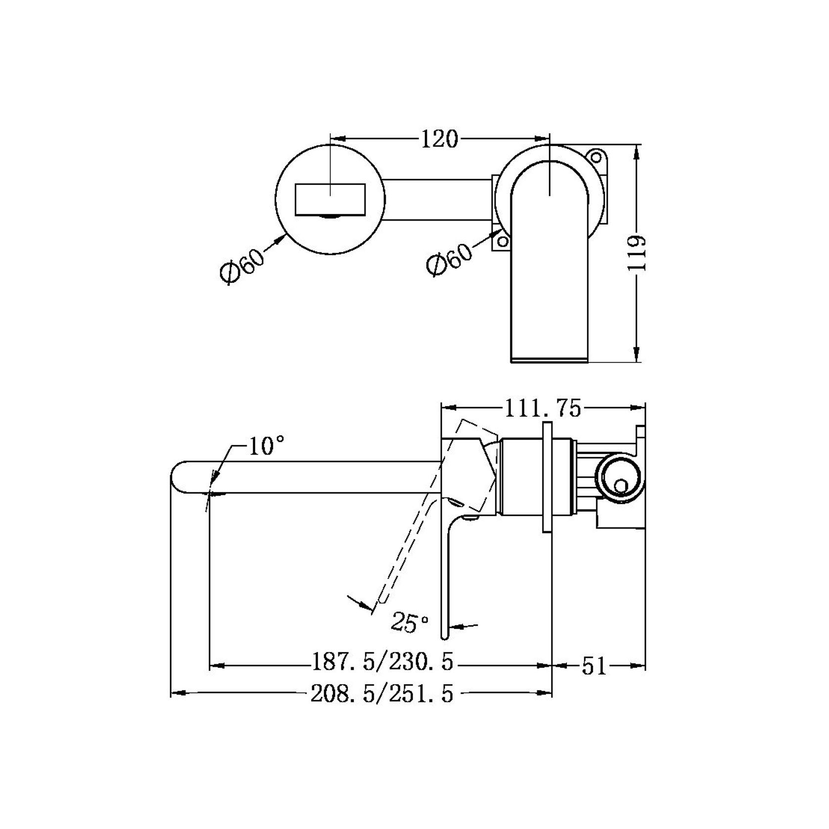 Bianca Basin/Bath Mixer Back Plate 230mm | Chrome gallery detail image