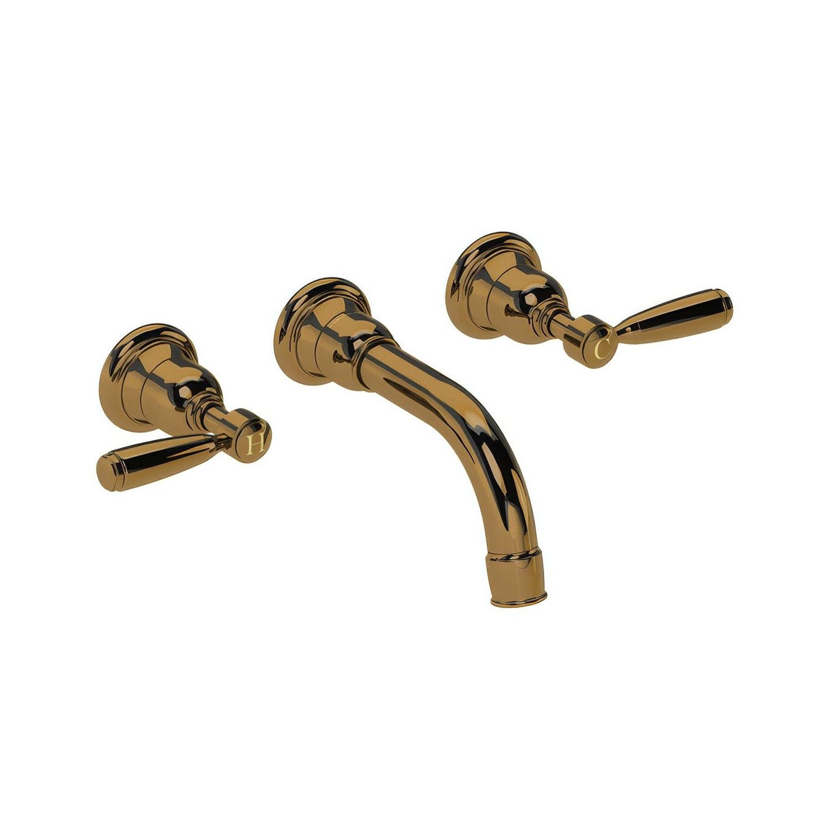 Fairfield - Wall mounted basin tap with metal levers gallery detail image
