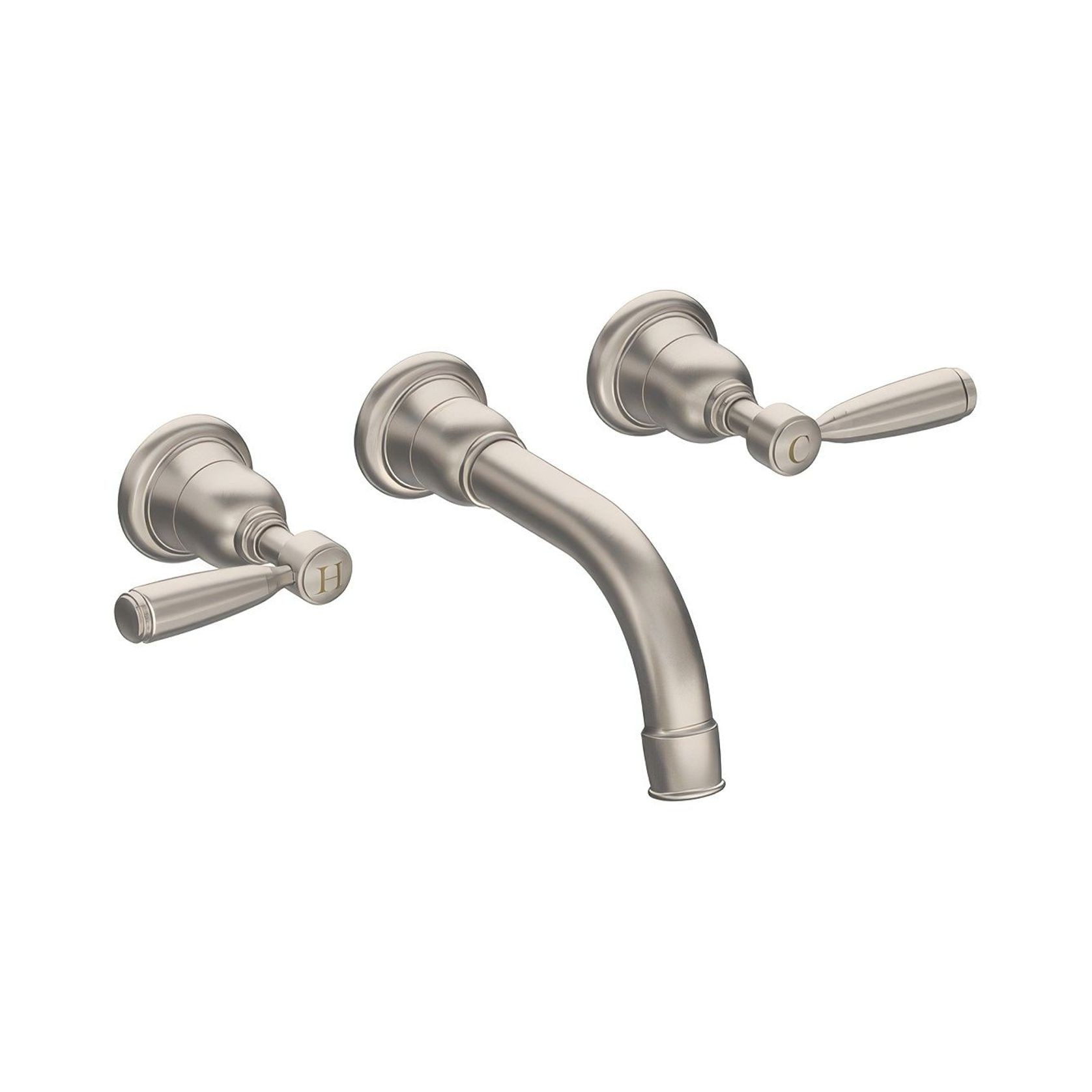 Fairfield - Wall mounted basin tap with metal levers gallery detail image