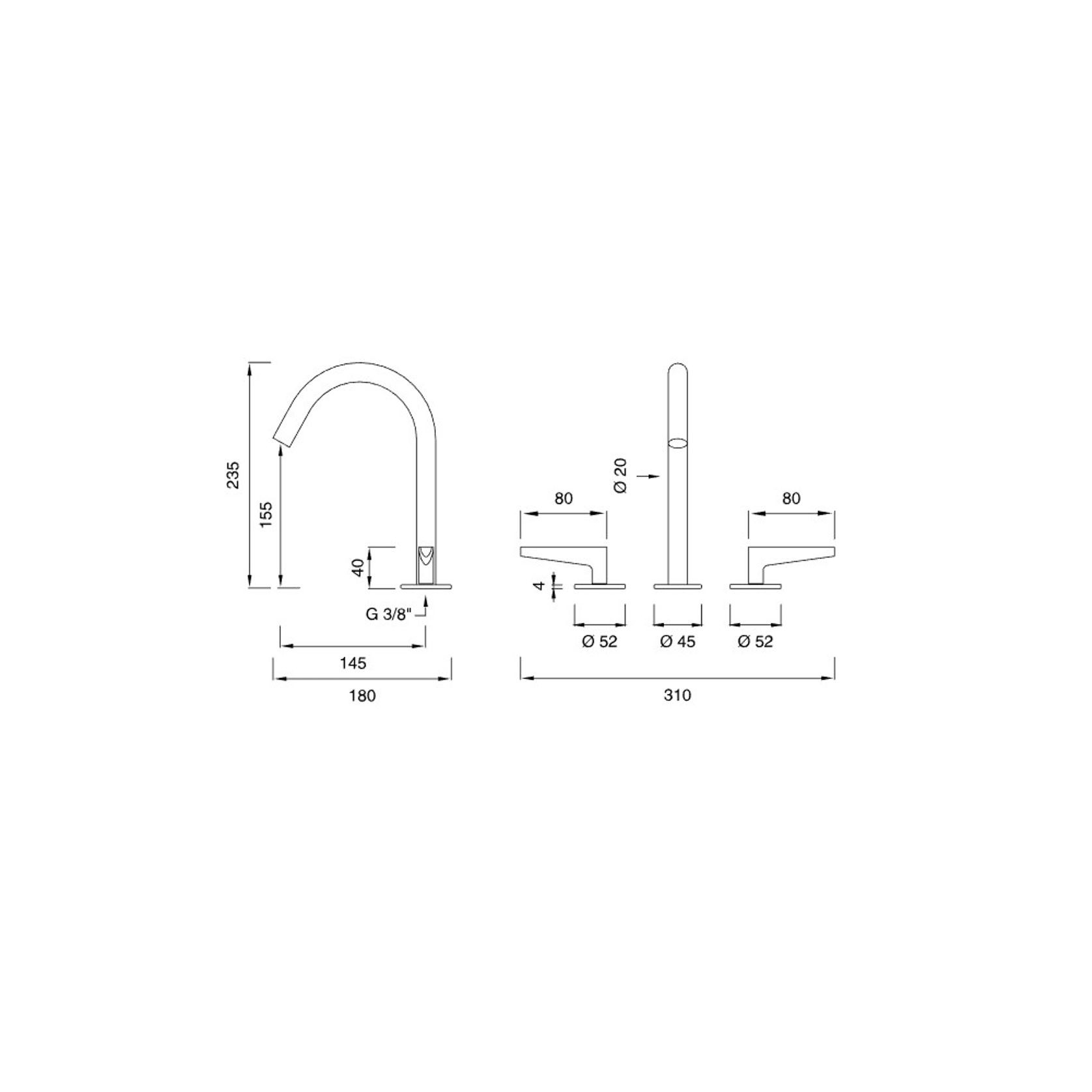 FLAG 3 Hole Mixer With Swivel Spout by CEA gallery detail image