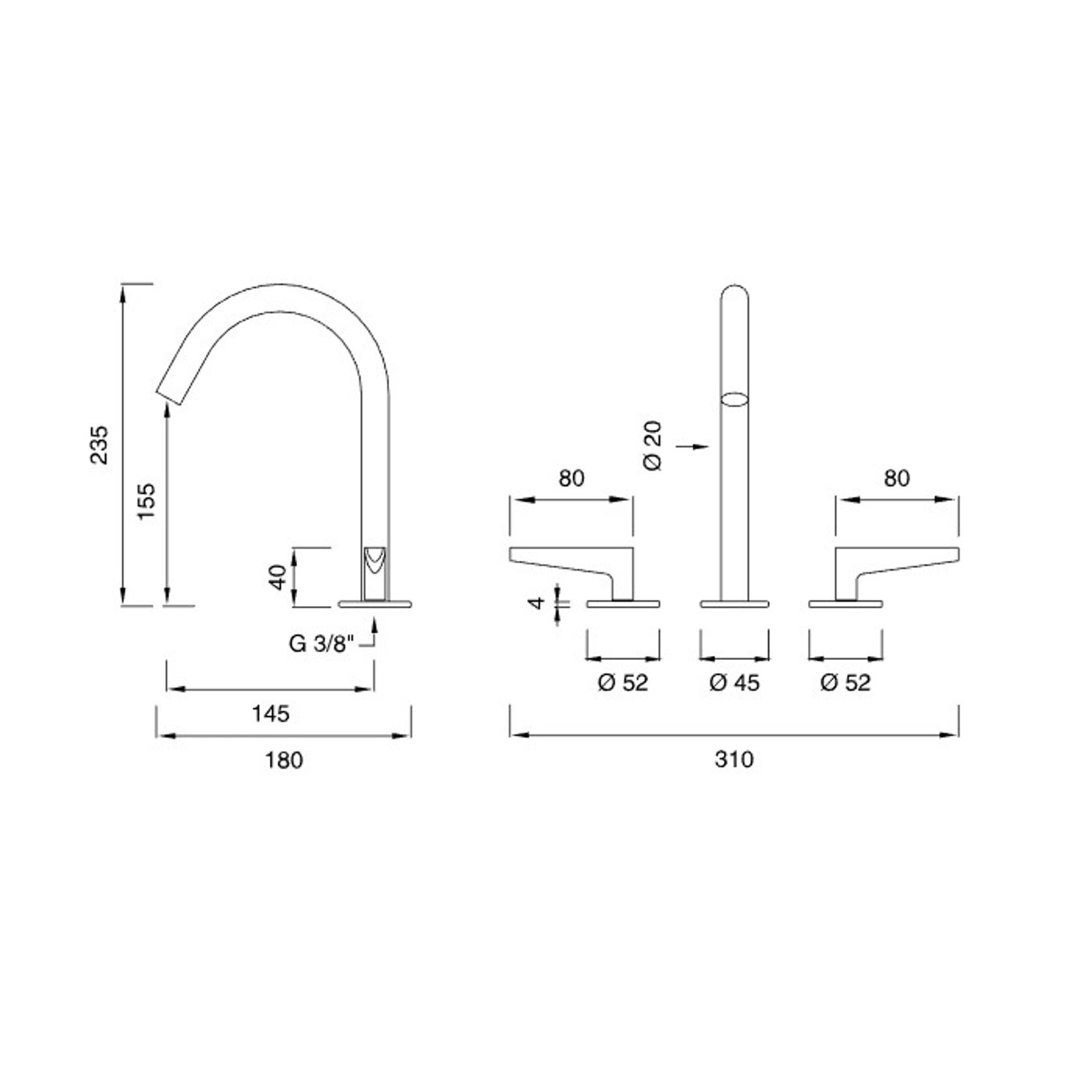 FLAG 3 Hole Mixer With Swivel Spout by CEA gallery detail image