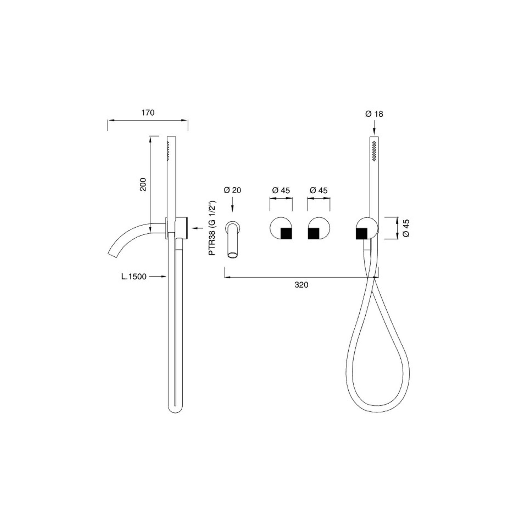 CEA DUET Wall Mounted 2 Mixer For Bath/Shower gallery detail image