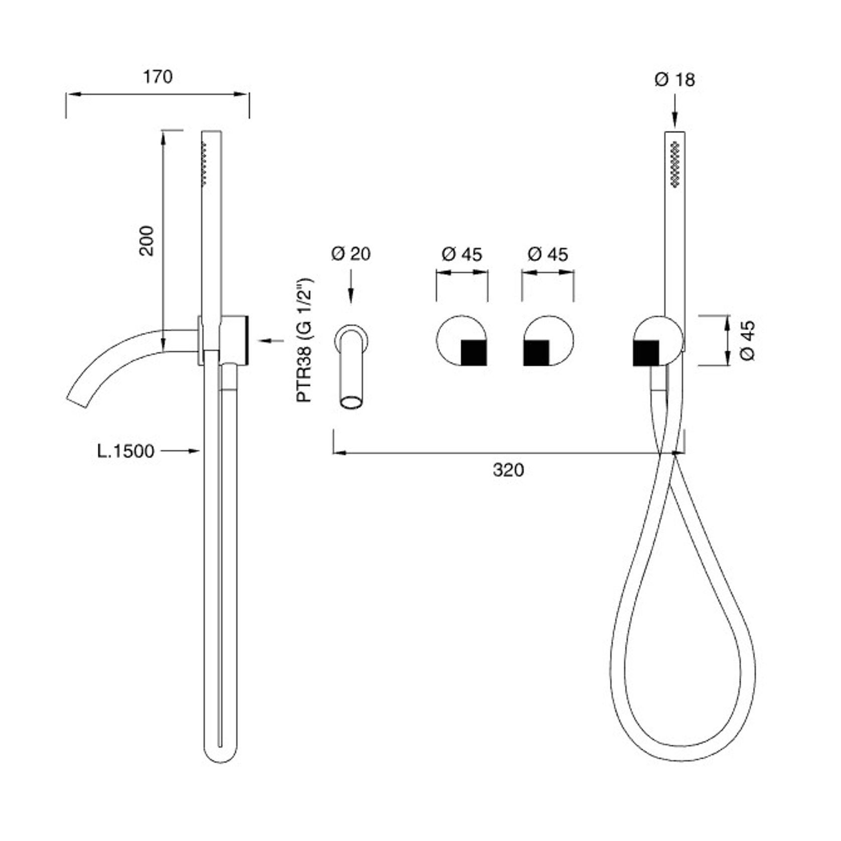 CEA DUET Wall Mounted 2 Mixer For Bath/Shower gallery detail image