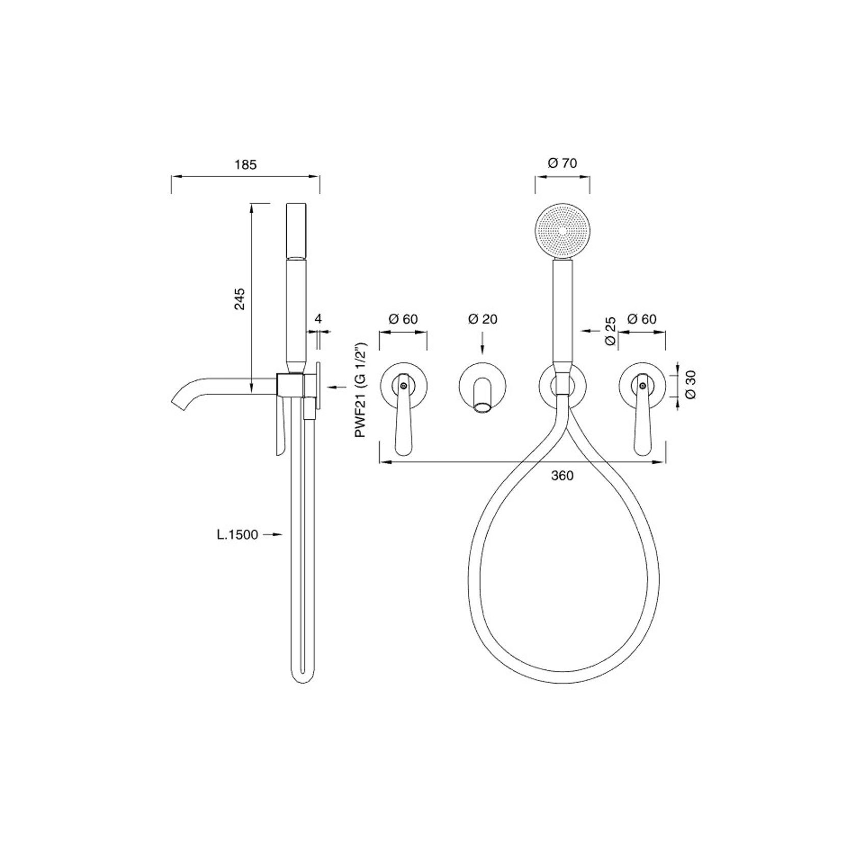 LUTEZIA PLUS Wall Mounted 2 Mixers by CEA gallery detail image