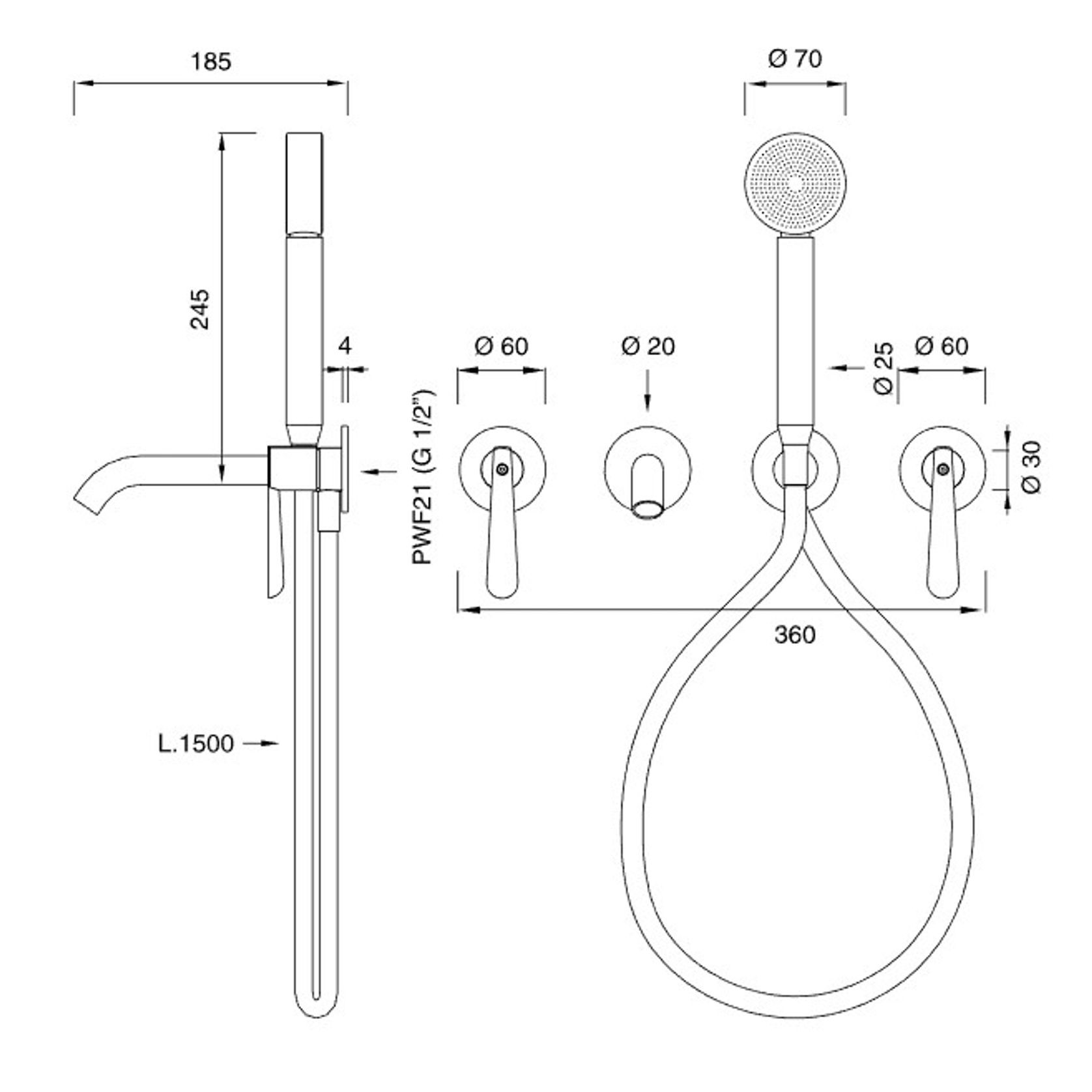 LUTEZIA PLUS Wall Mounted 2 Mixers by CEA gallery detail image