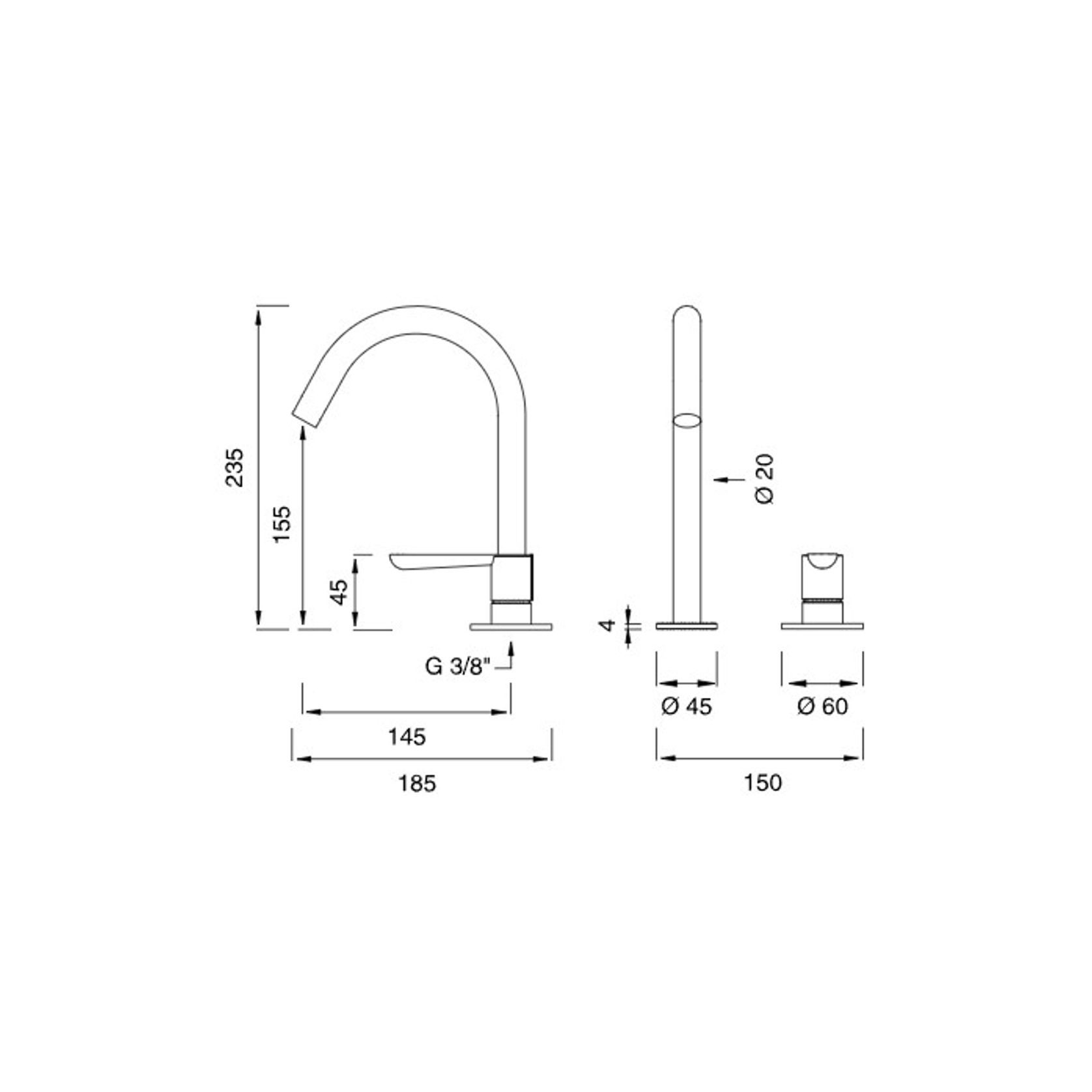 LUTEZIA PLUS Two Hole Mixer with Swivel by CEA gallery detail image