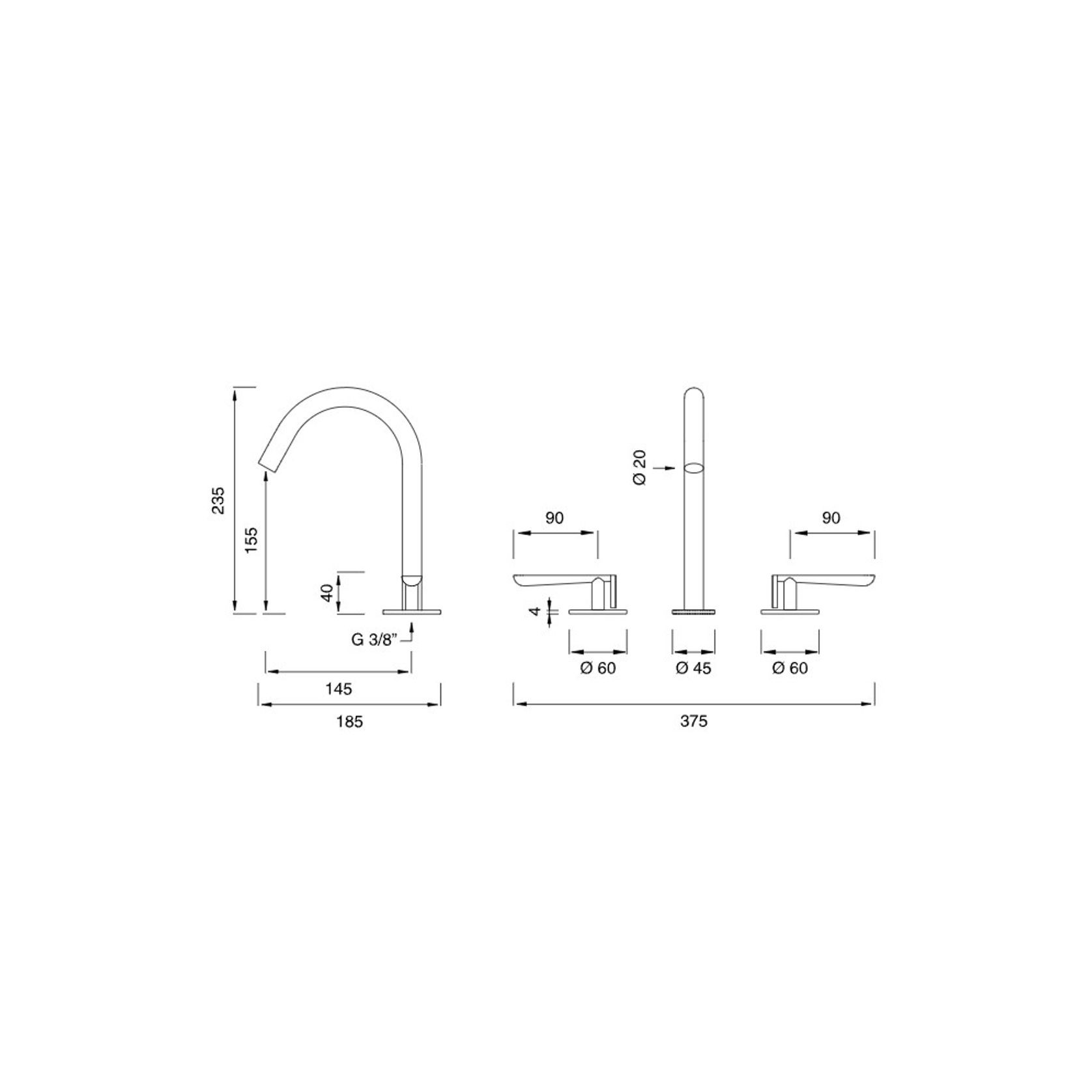 LUTEZIA 3 Hole Swivel Spout by CEA gallery detail image