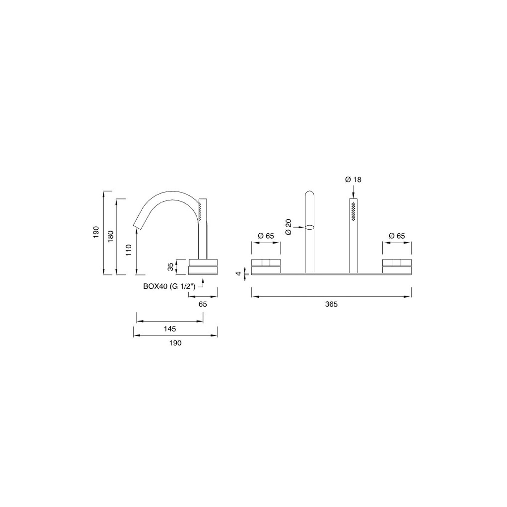 GIOTTO PLUS Rim Mounted Tap Mixer Set by CEA gallery detail image