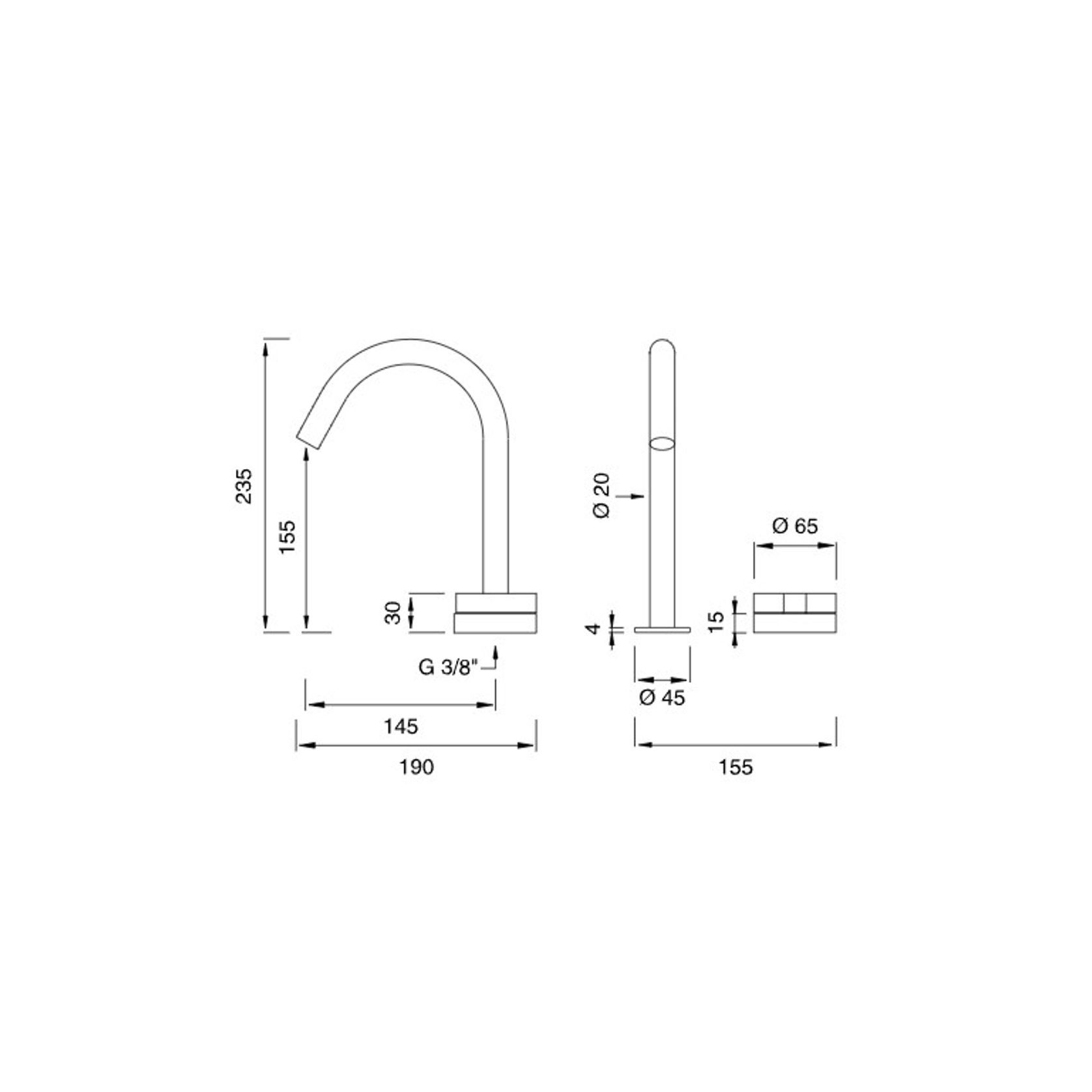 GIOTTO PLUS Two Hole Swivel Spout by CEA gallery detail image
