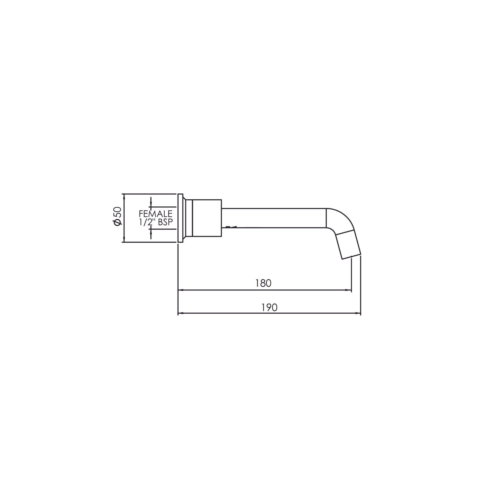 Tate Wall Mounted Spout 180mm gallery detail image