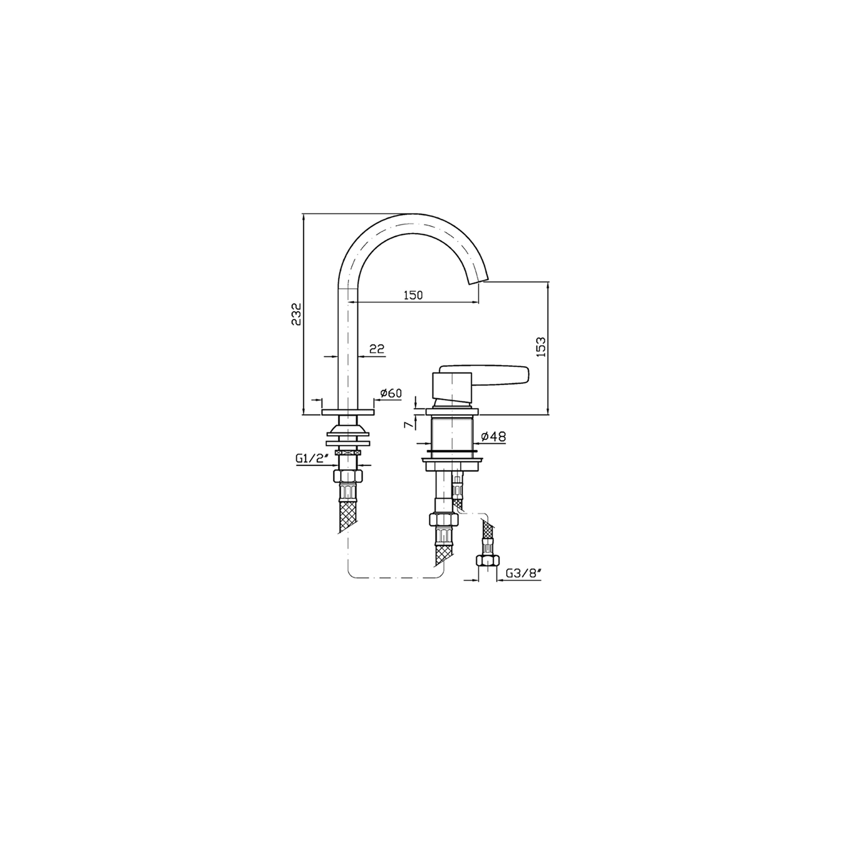 Veloce 2th Single Lever Basin Mixer gallery detail image