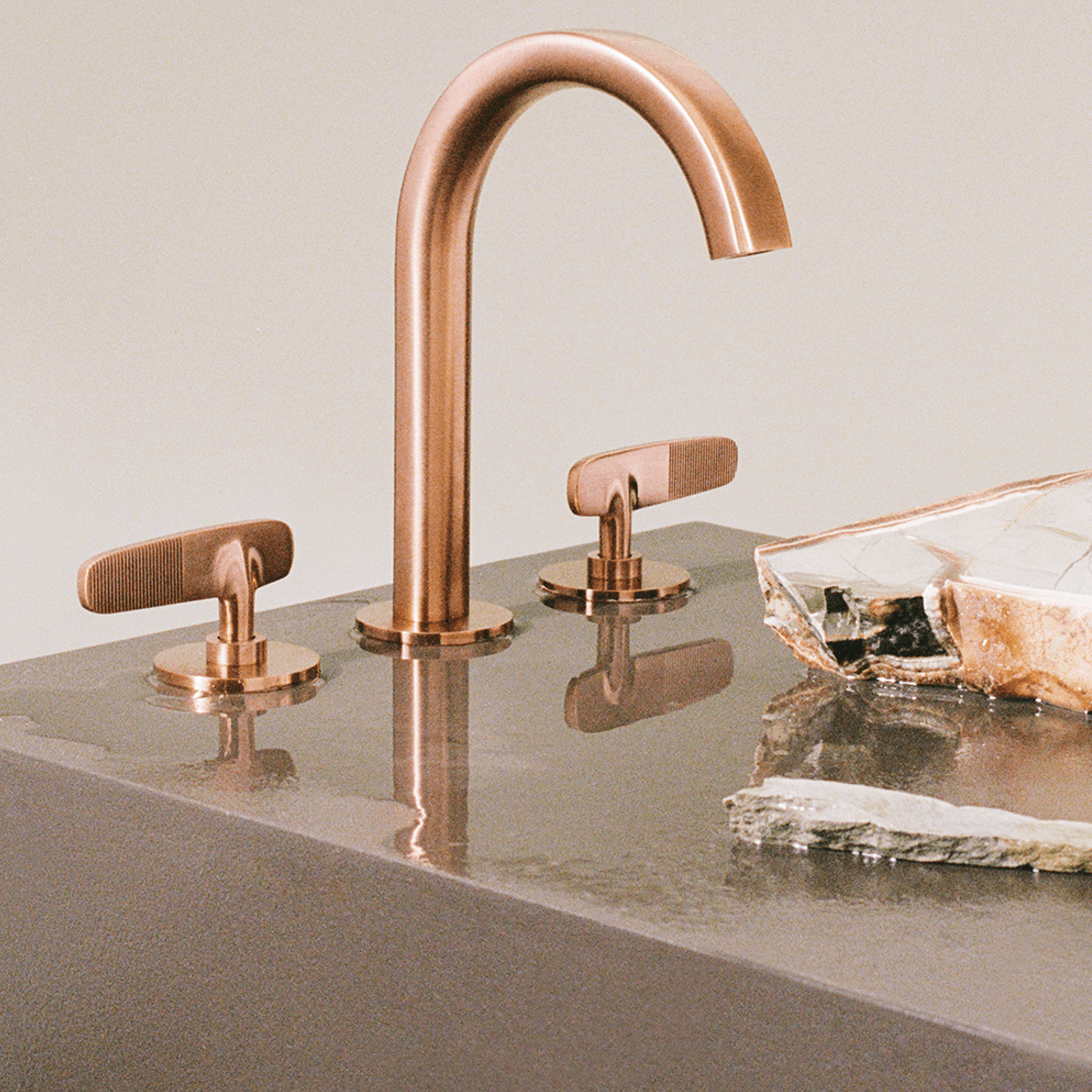 Veloce 3th Deck Mounted Basin Mixer Gooseneck Spout gallery detail image