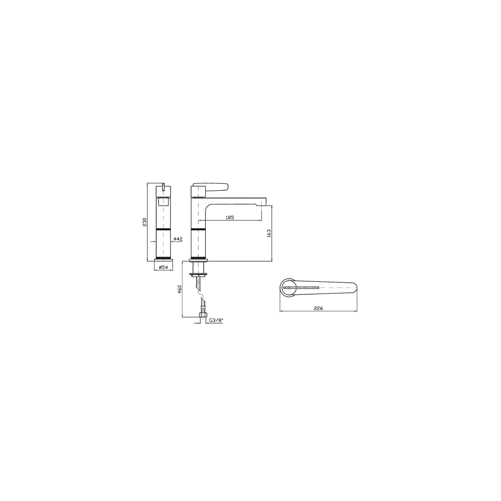 Veloce Extended Spout Basin Mixer gallery detail image