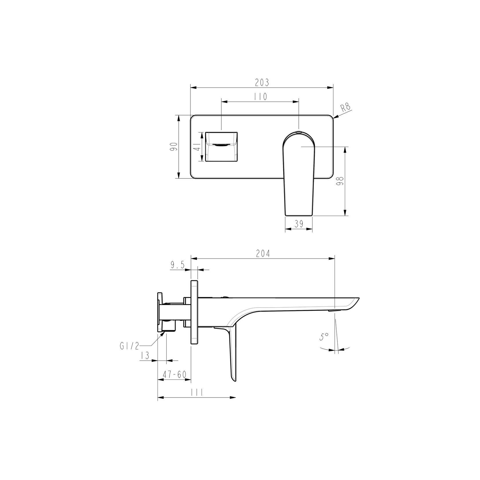 Olympia Wall Mounted Basin Mixer gallery detail image