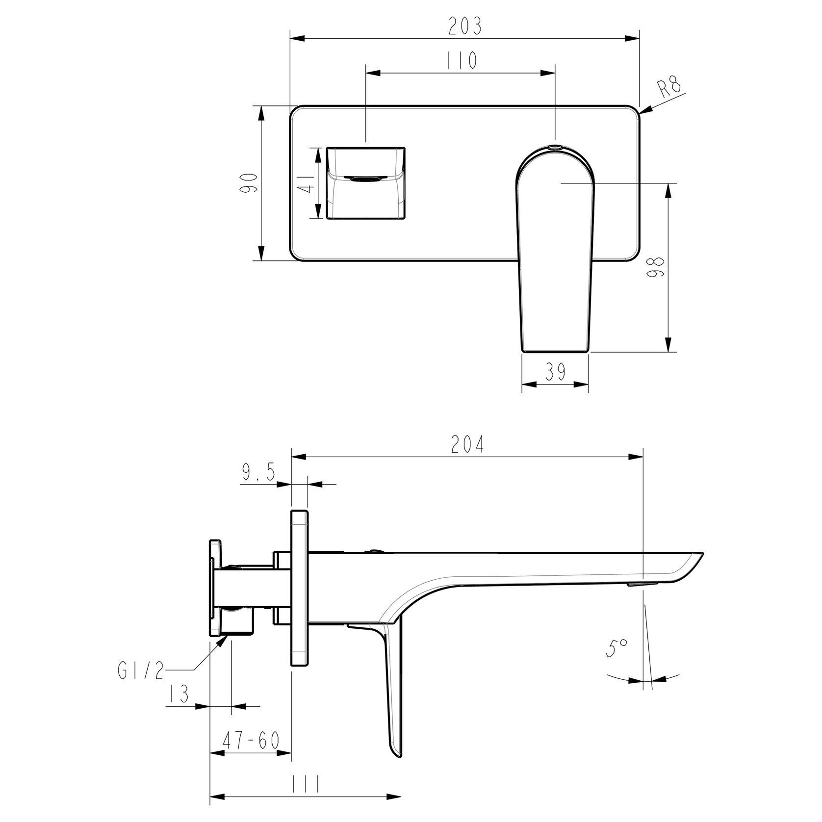 Olympia Wall Mounted Basin Mixer gallery detail image