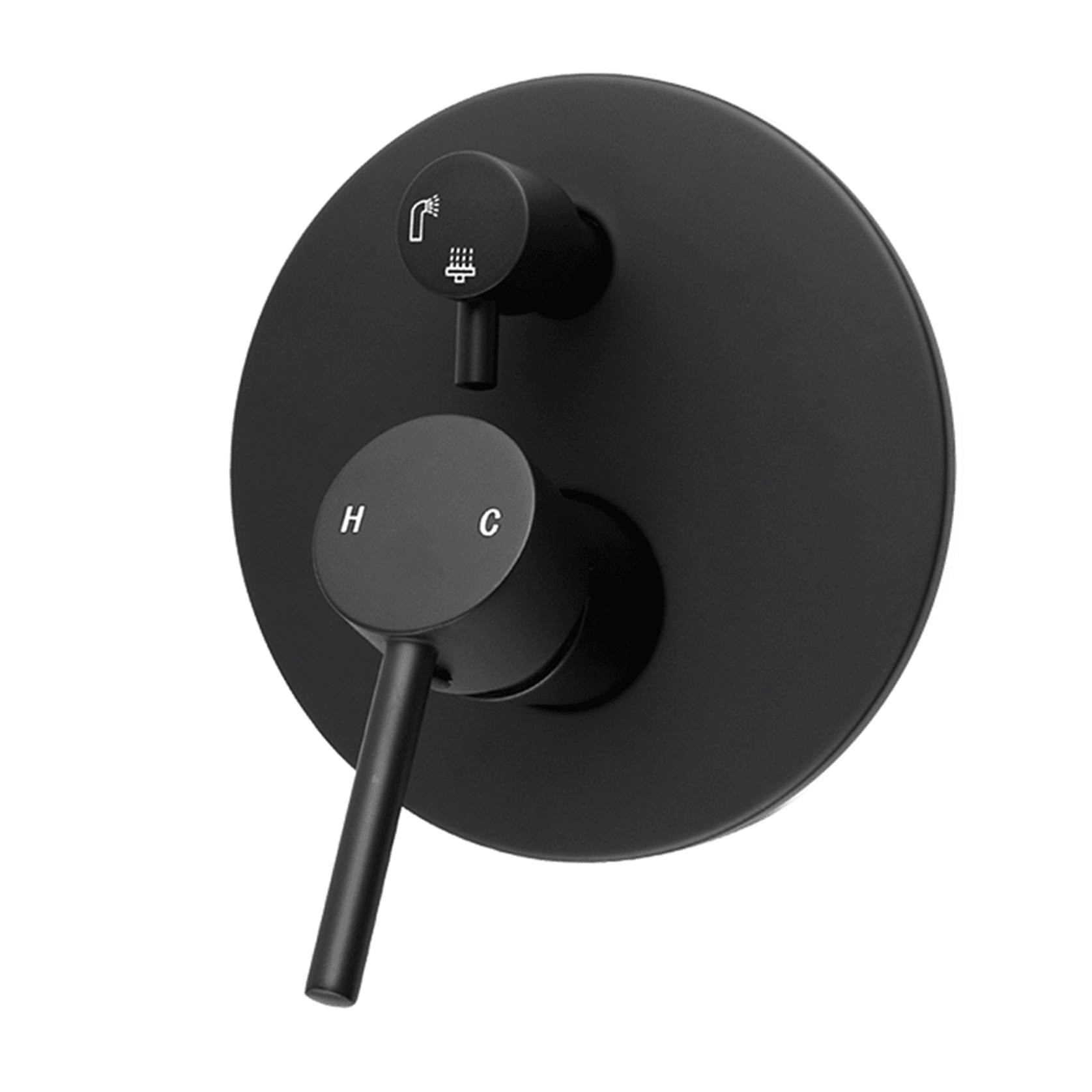 Lucid Pin Wall Mixer with Diverter Matte Black gallery detail image