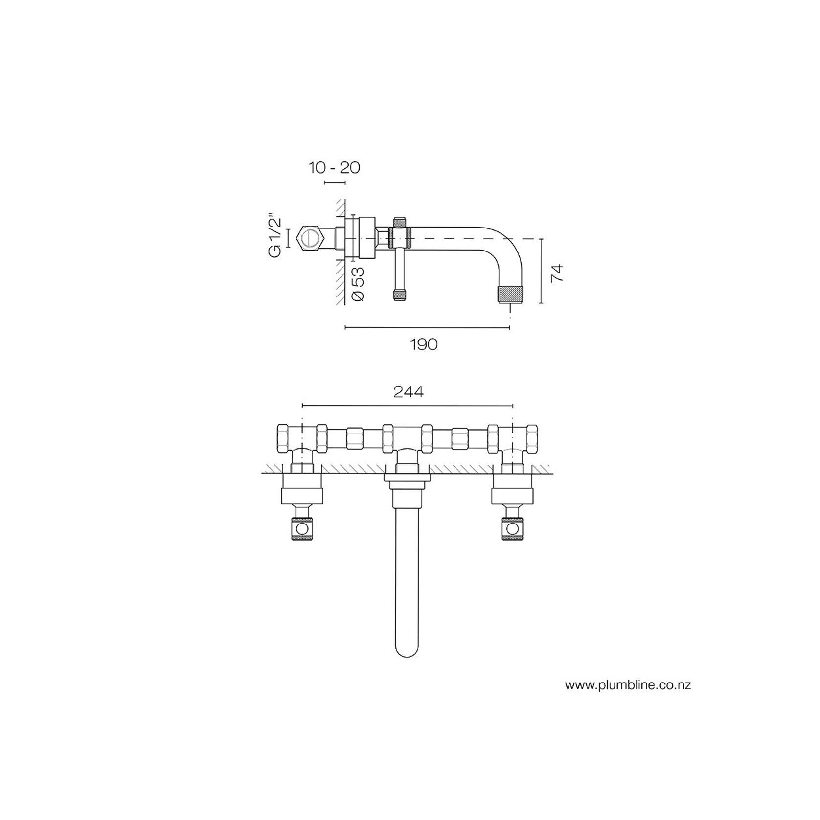 Arena 3 Hole Wall Mount Basin Mixer gallery detail image