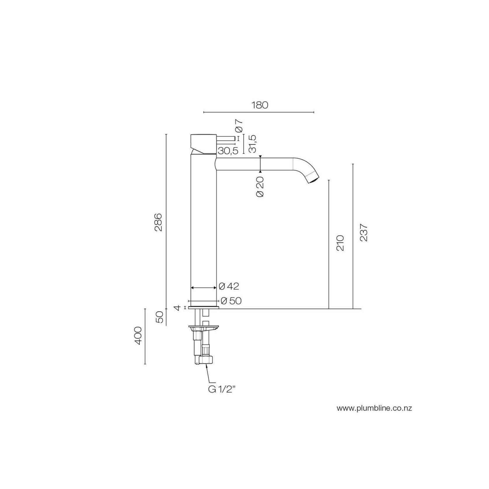 Buddy High Curved Spout Basin Mixer gallery detail image