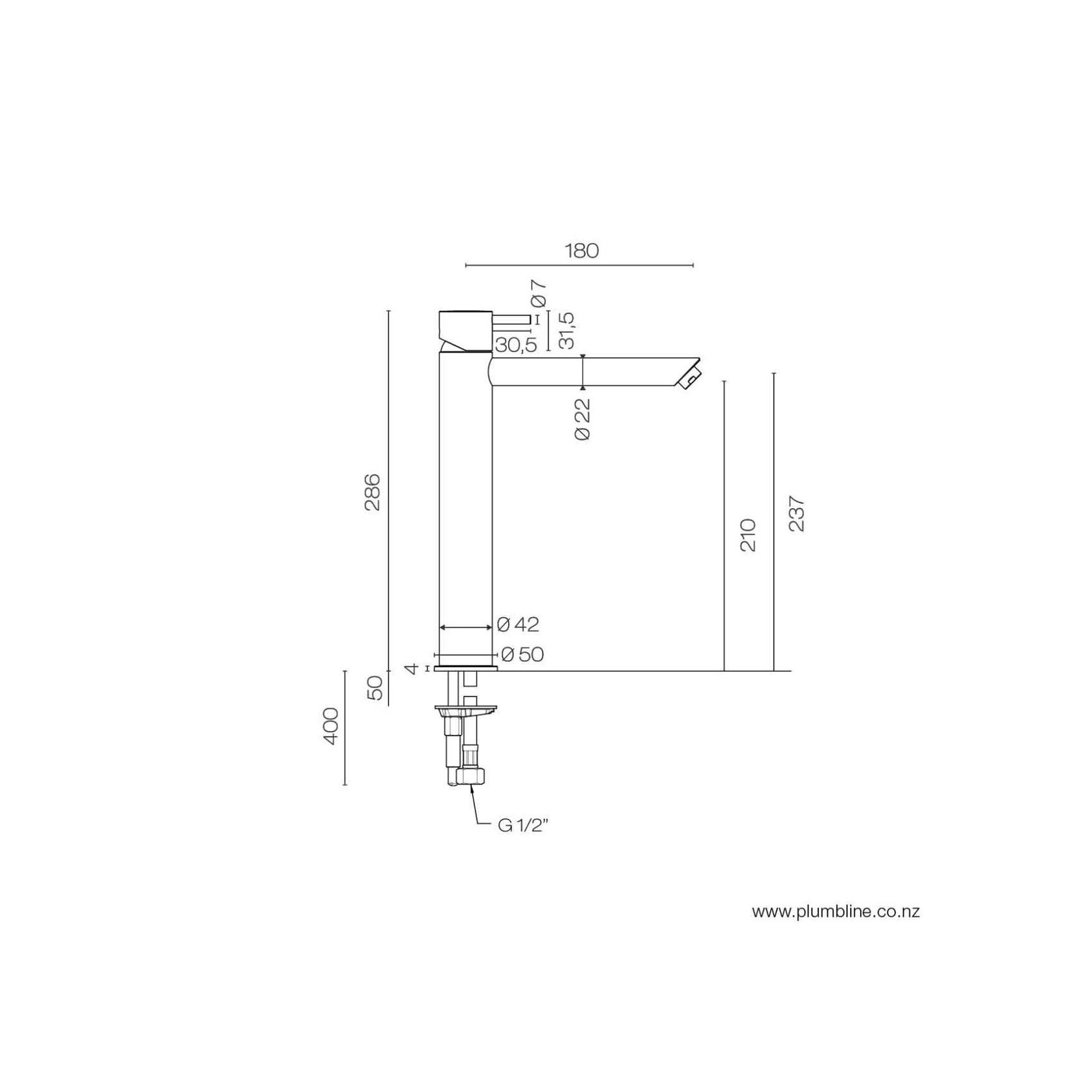 Buddy High Straight Spout Basin Mixer gallery detail image