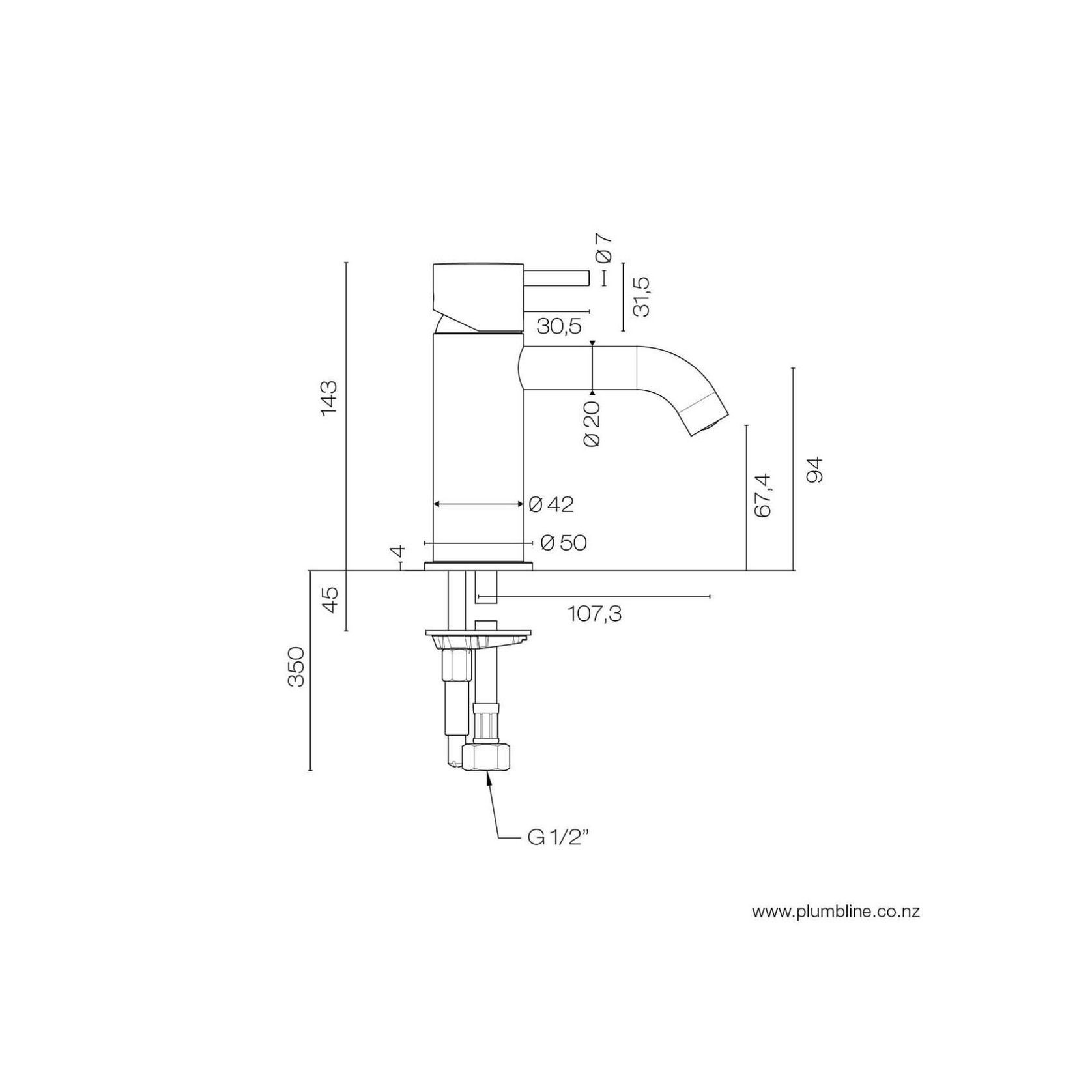 Buddy Low Curved Spout Basin Mixer gallery detail image