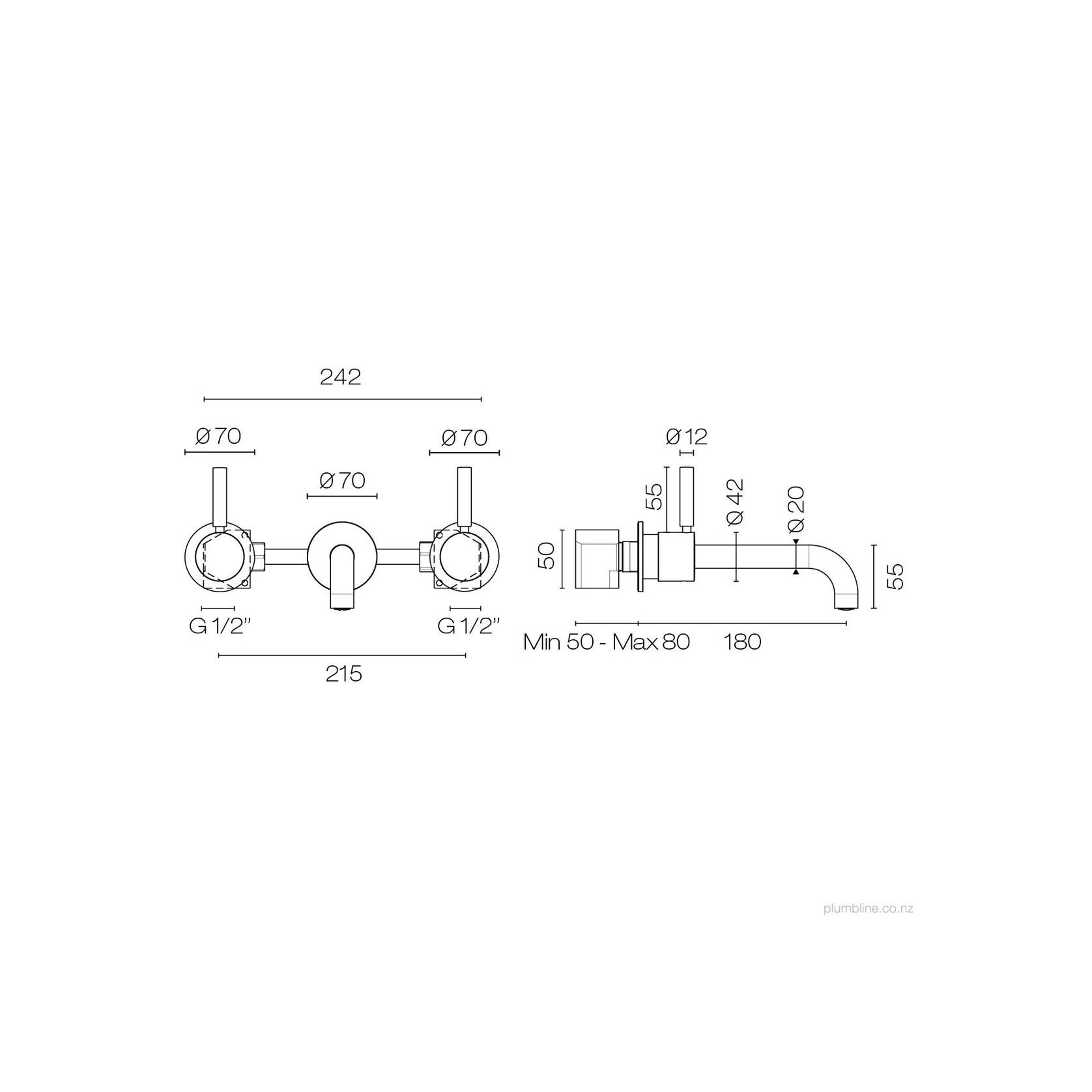 Buddy Pro 3 Hole Wall Mount Mixer gallery detail image