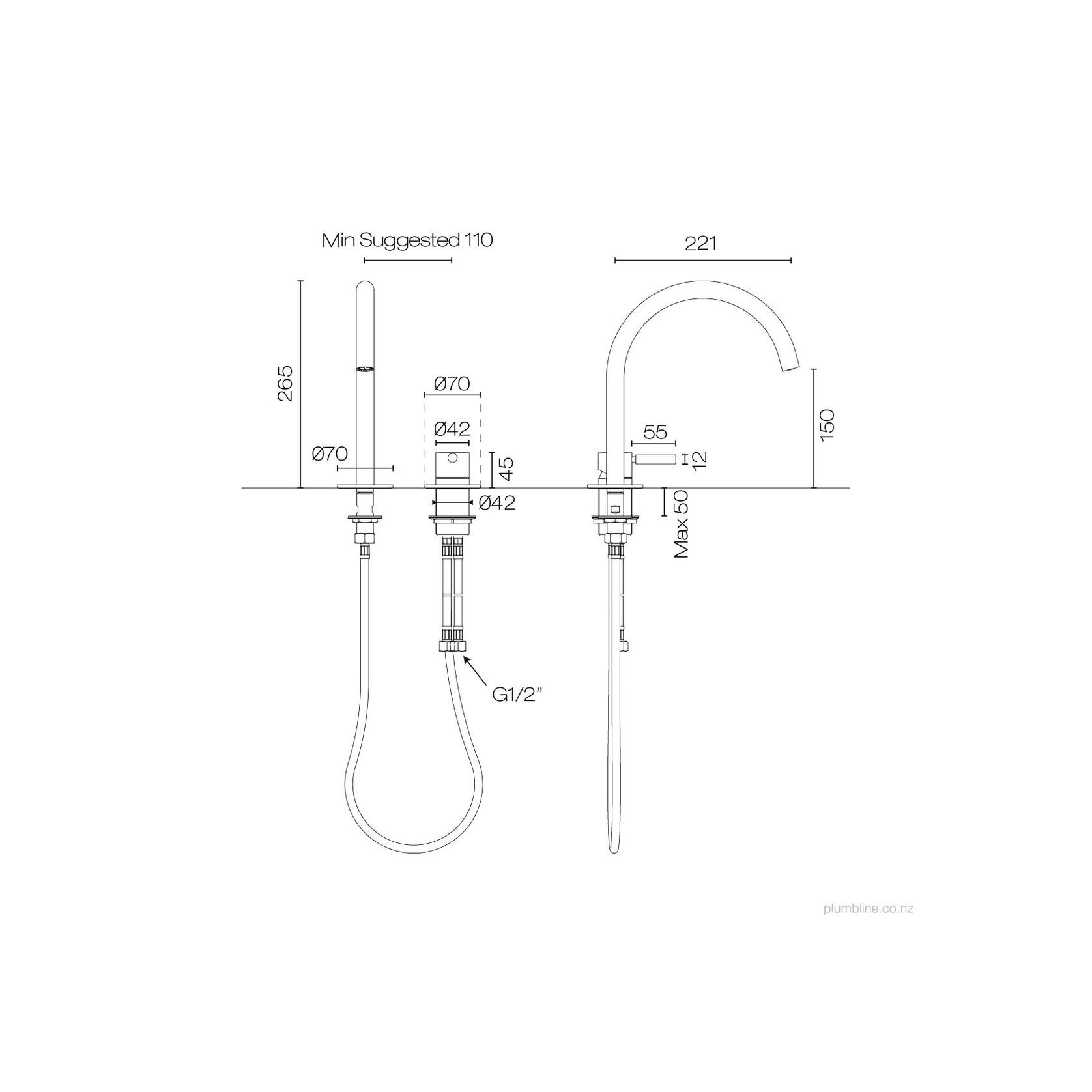 Buddy Pro Round 2 Hole Basin Mixer gallery detail image