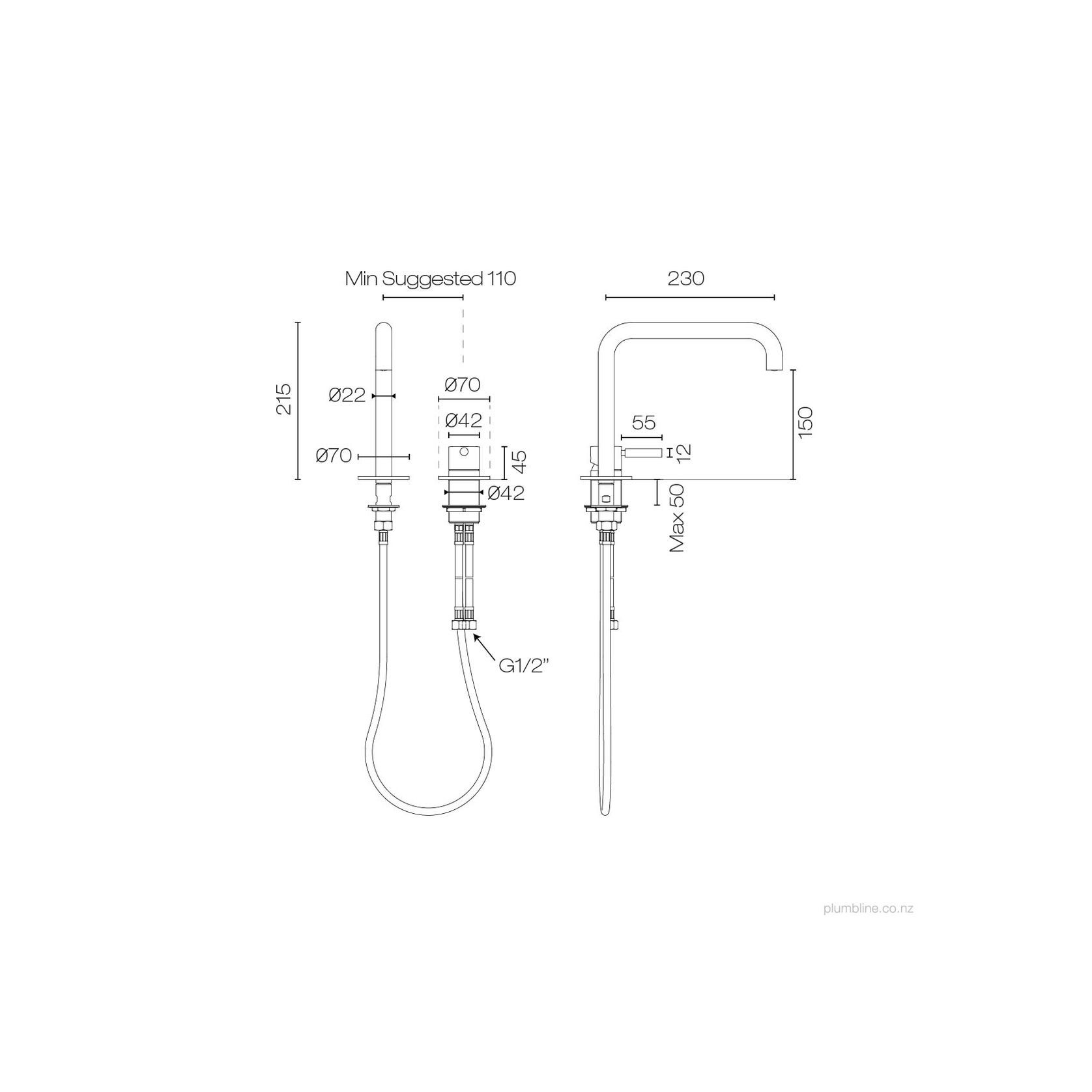 Buddy Pro Square 2 Hole Mixer gallery detail image