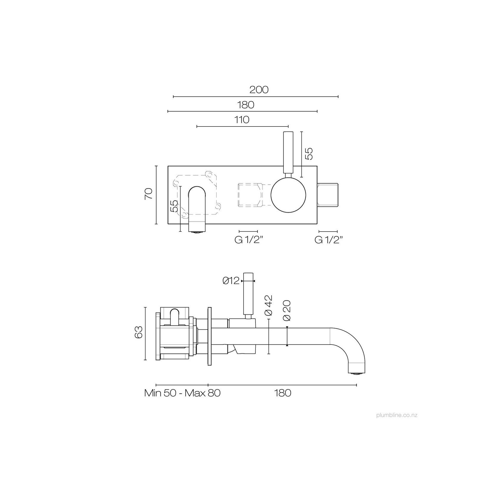 Buddy Pro Wall Mount Mixer With Backplate gallery detail image