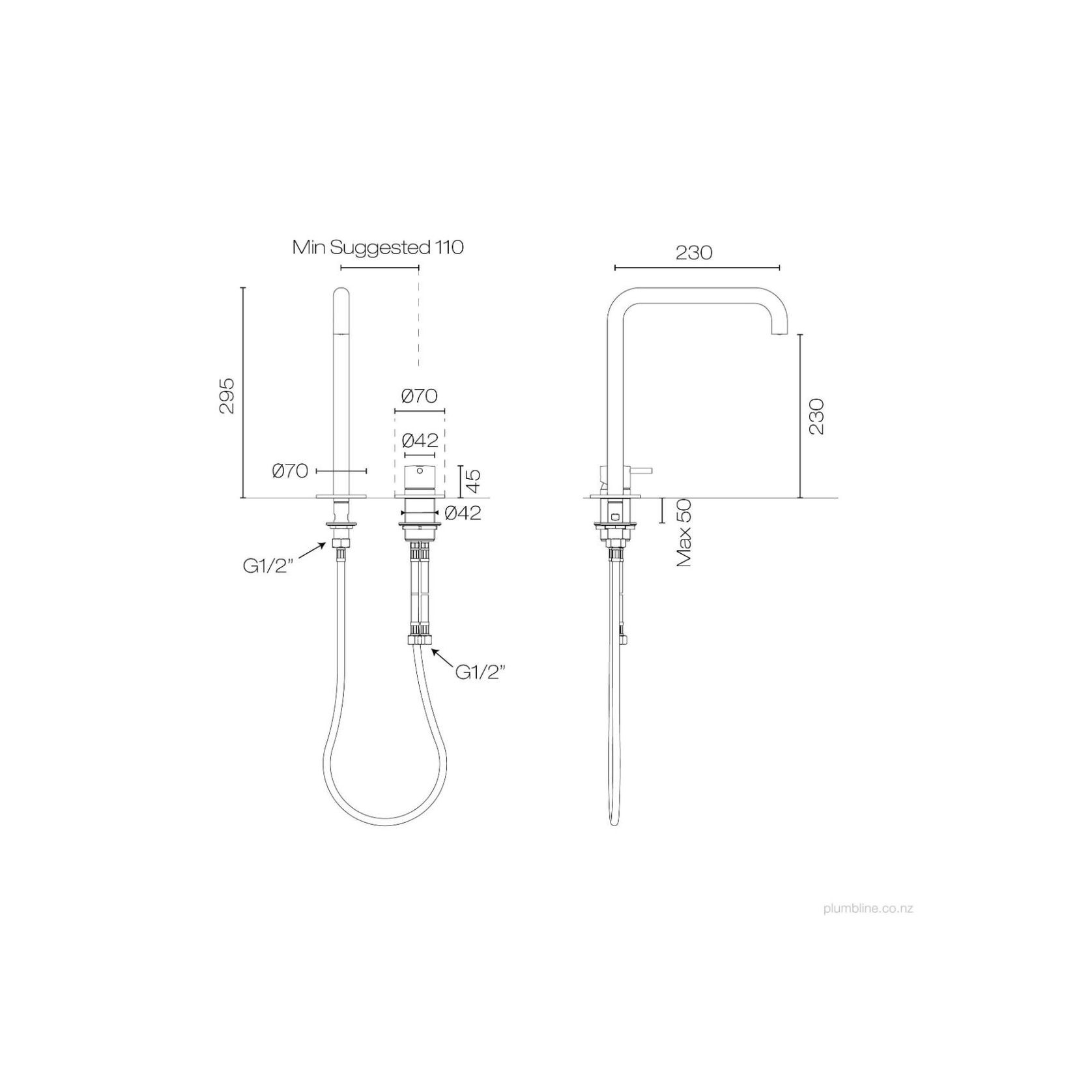 Buddy X Square 2 Hole High Mixer gallery detail image