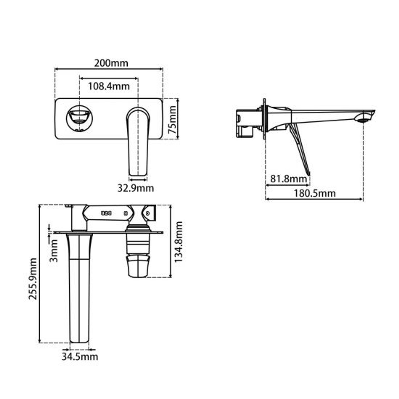 AU Wall Mixer with Spout Matte Black gallery detail image