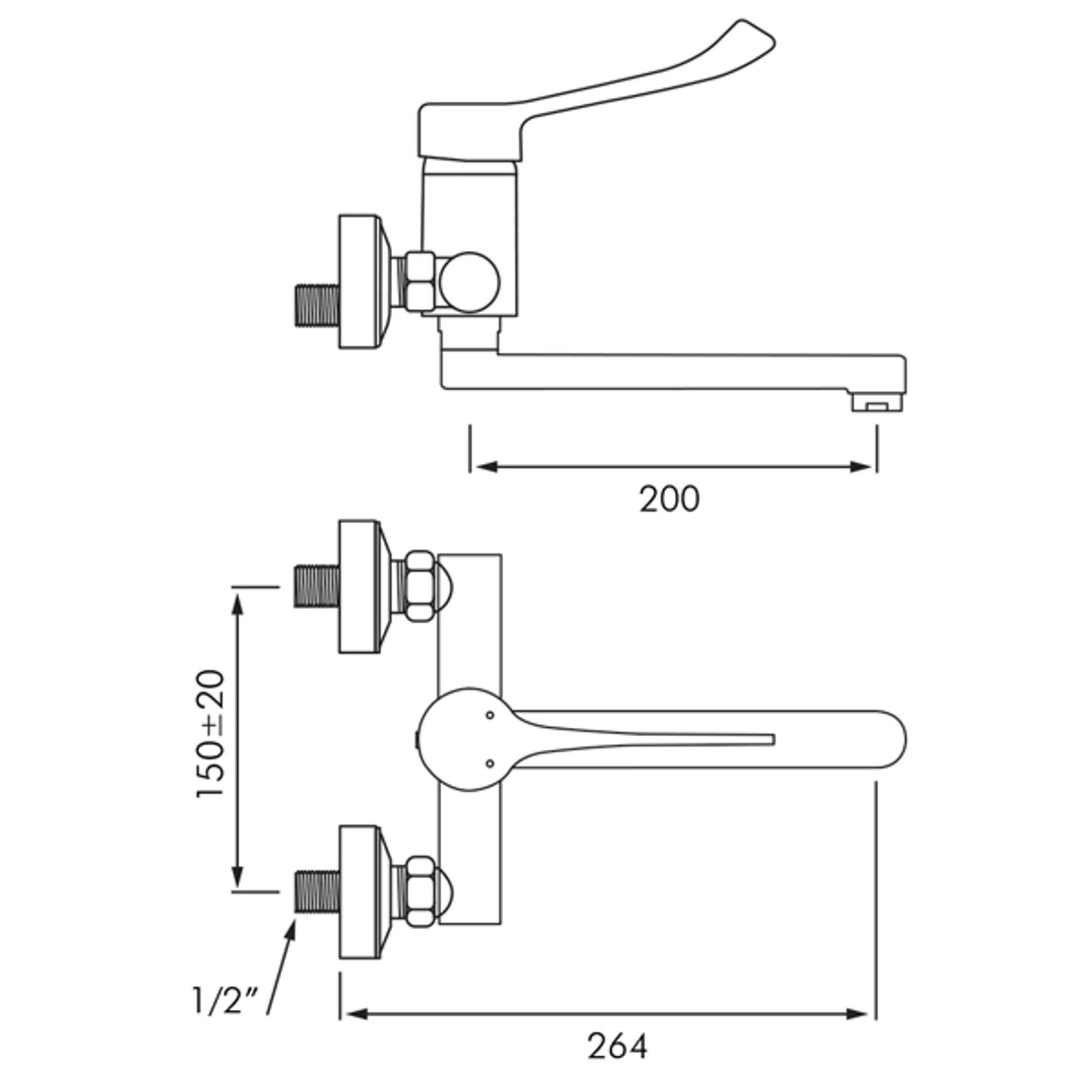 Delabie Securitouch Wall Mounted Basin Mixer gallery detail image