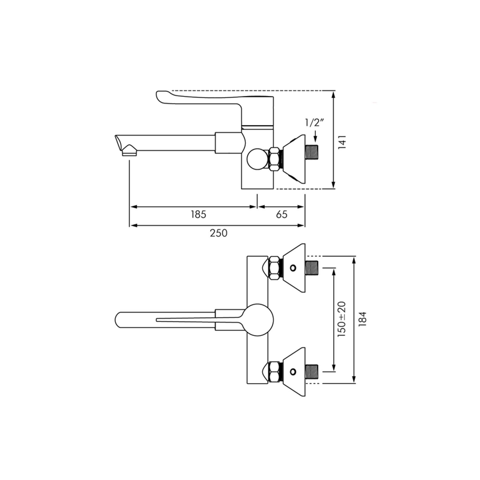 Delabie Securitherm Wall Mounted Bioclip Basin Mixer gallery detail image