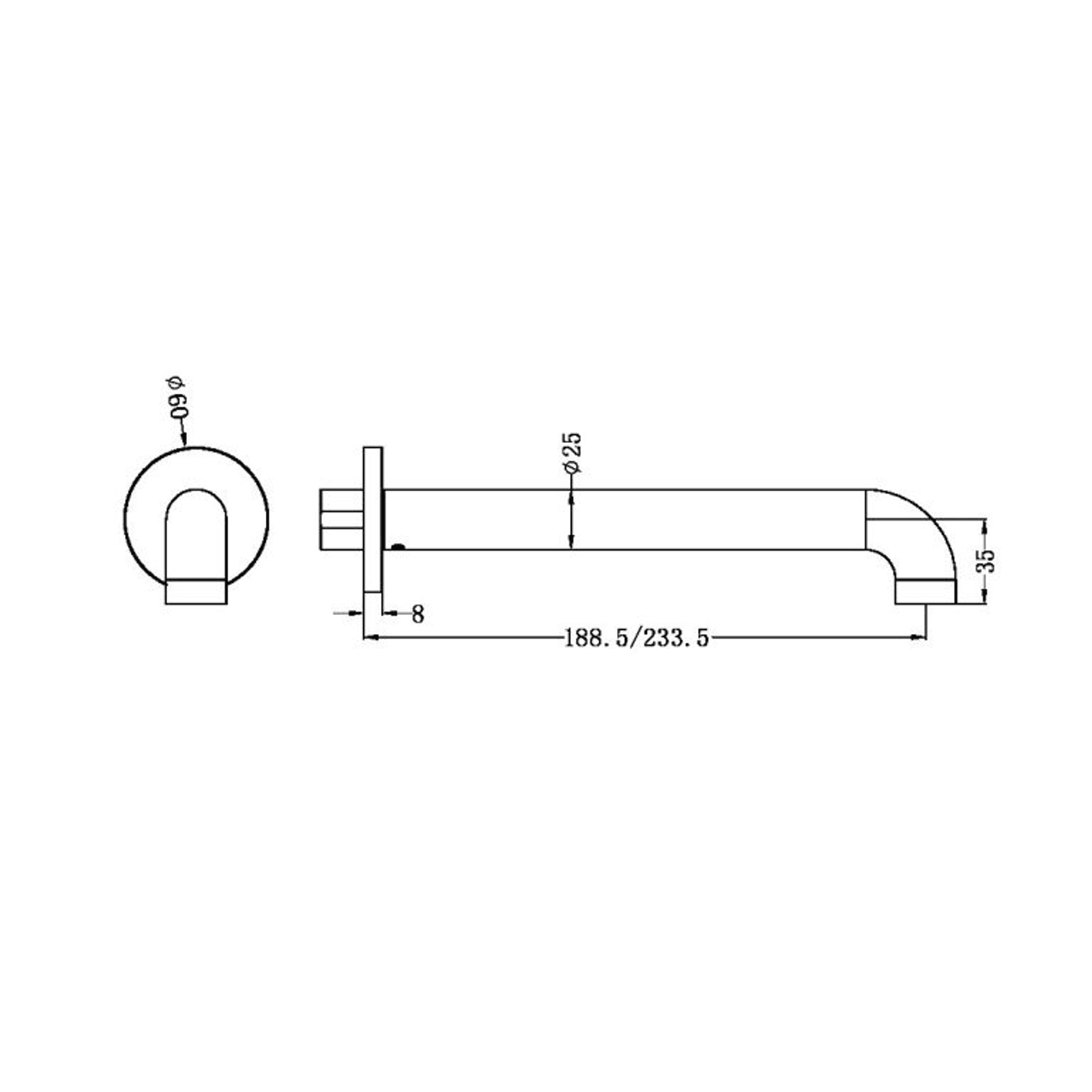Zen SS316L Round Basin/Bath Spout 230mm | Graphite gallery detail image