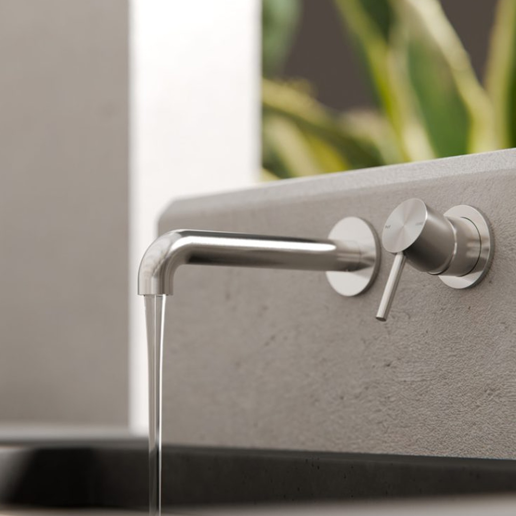 Zen SS316L Wall Basin/Bath Mixer Separate Back Plate 230mm Spout | Brushed Nickel gallery detail image
