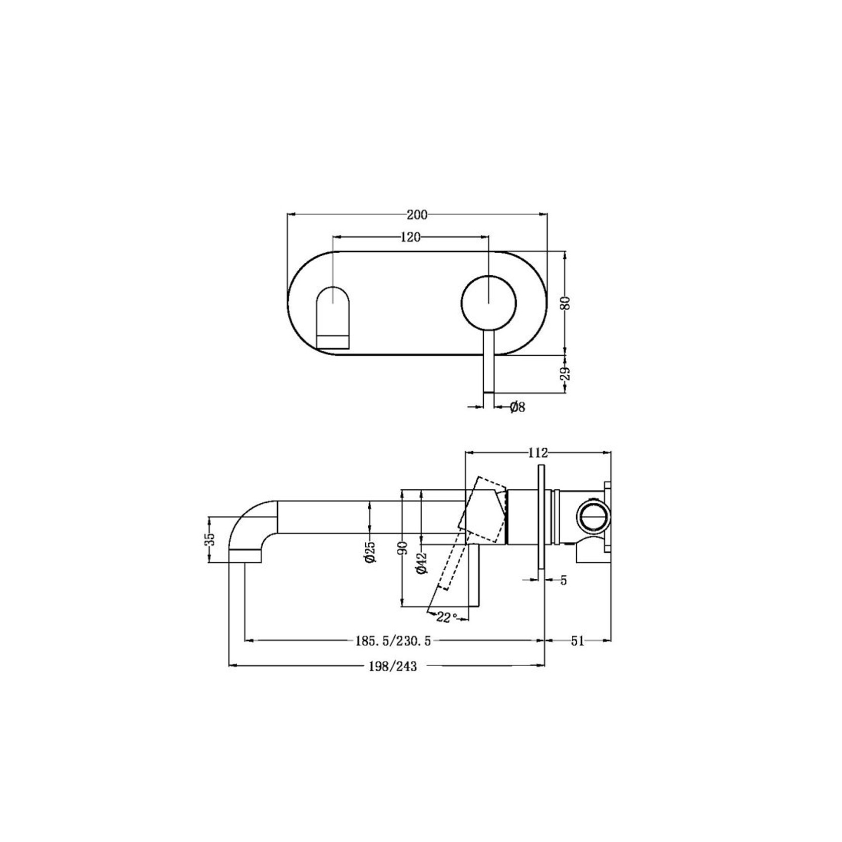 Zen SS316L Wall Basin/Bath Mixer 230mm Spout | Brushed Bronze gallery detail image