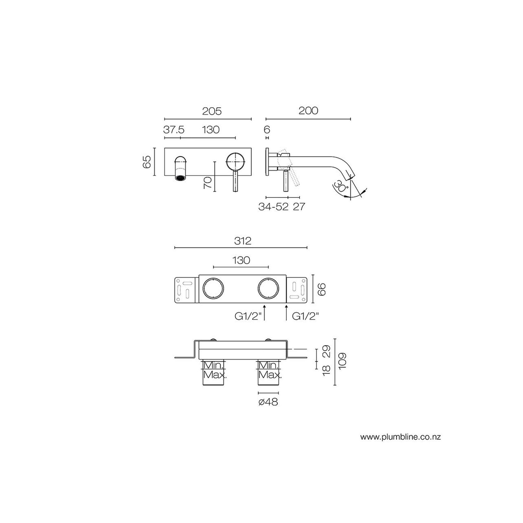 Nostromo Wall Mount Mixer With Backplate gallery detail image