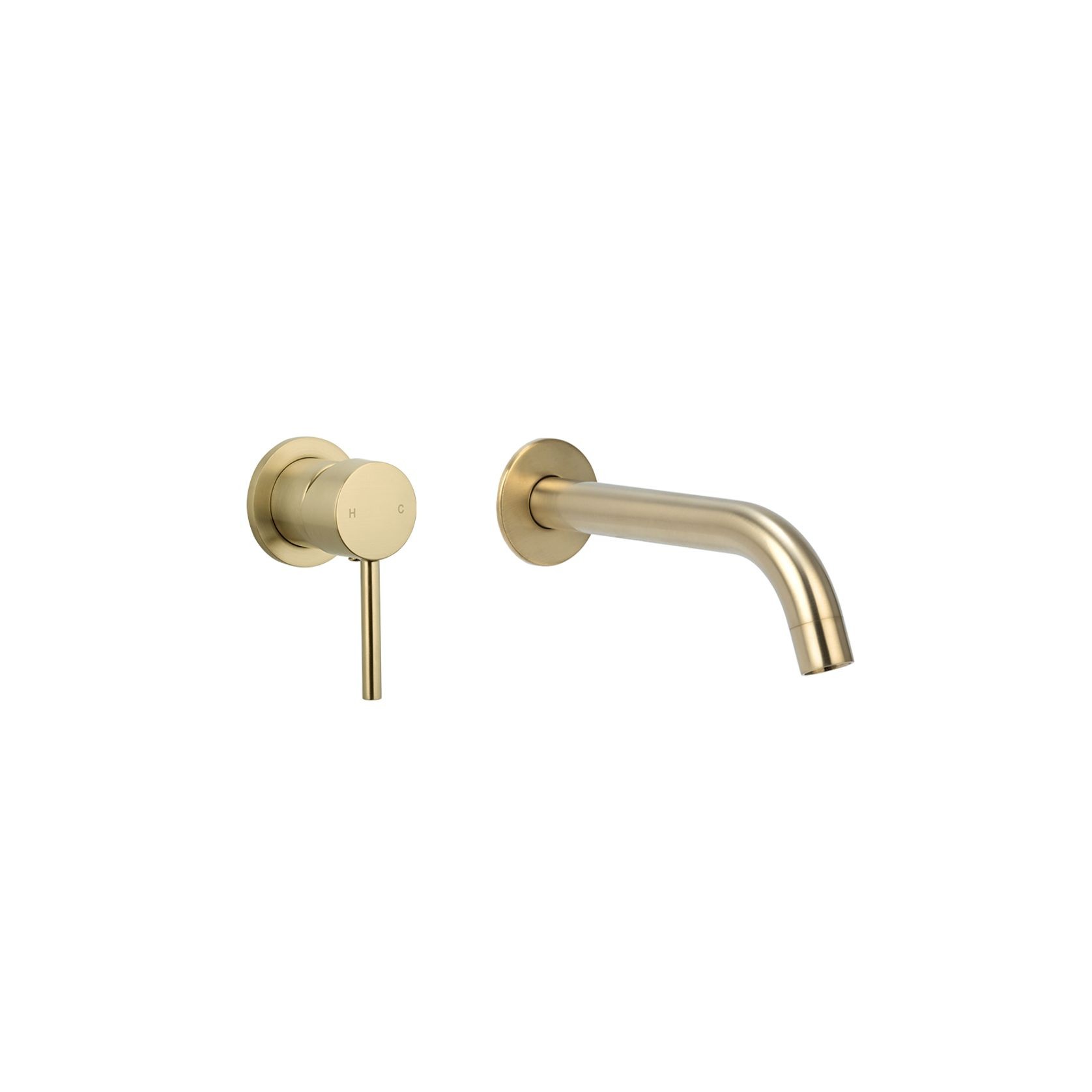 Elysian Minimal Mixer & Spout Set | Brushed Brass gallery detail image