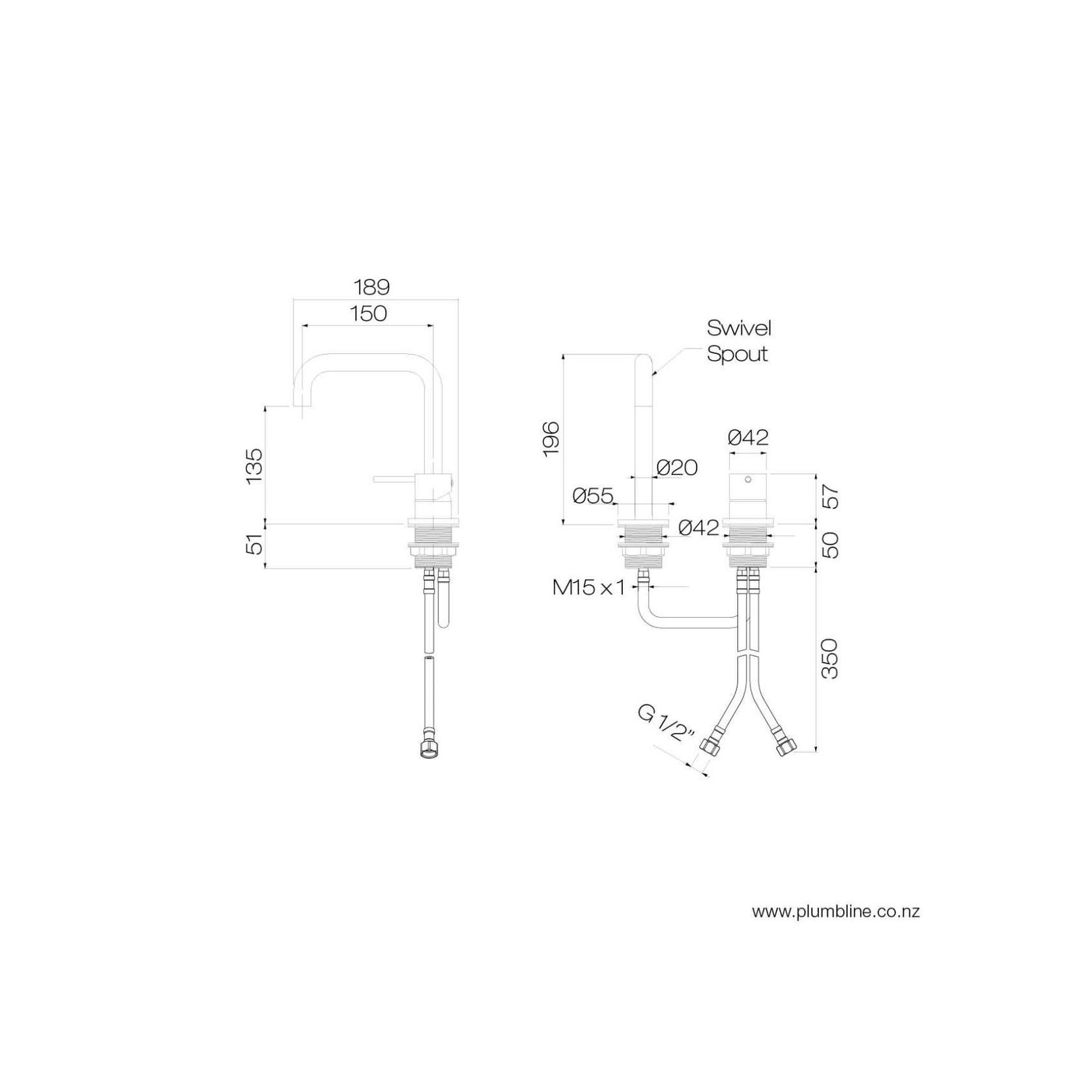 Oli 316 2 Hole Mixer With Linea Handle gallery detail image