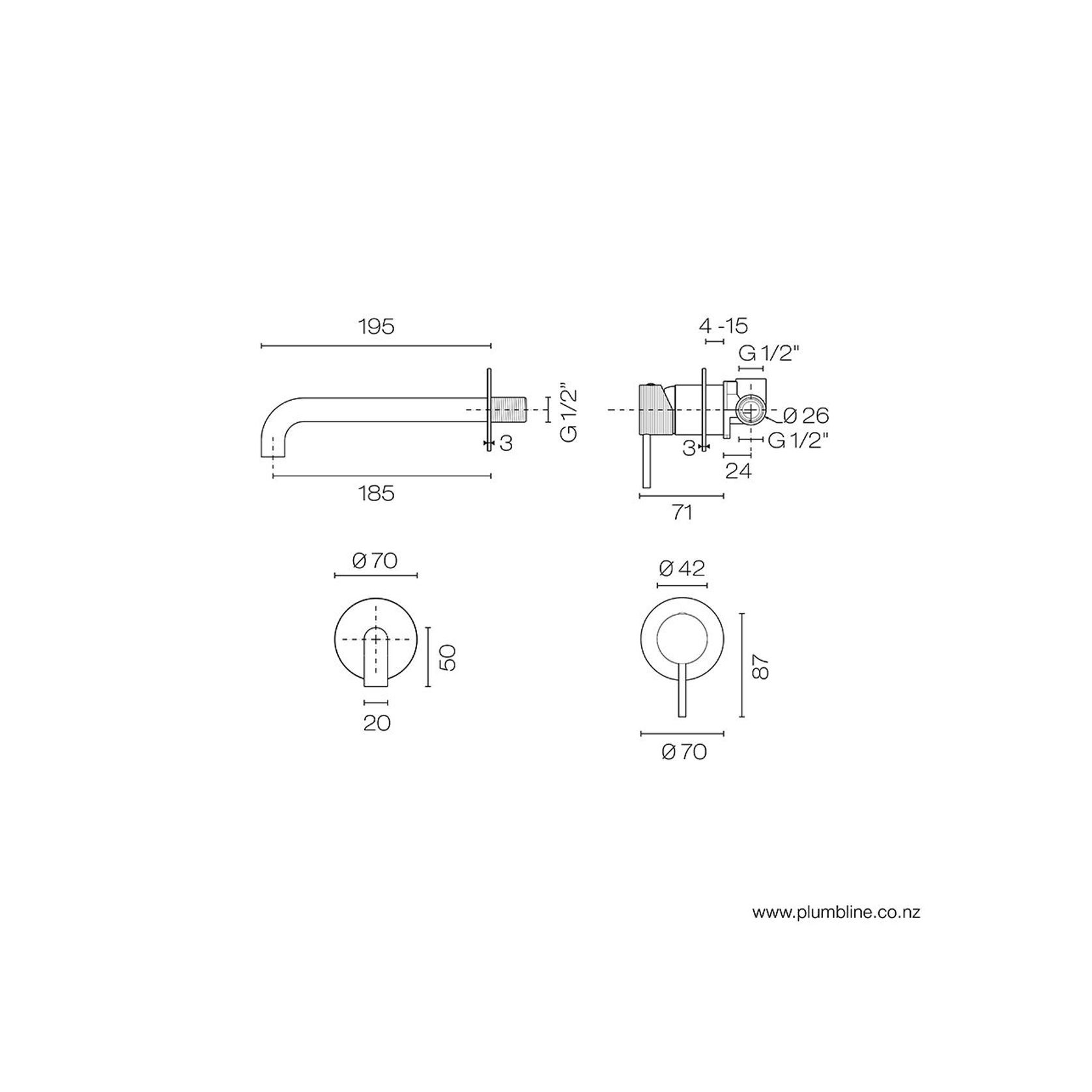 Oli 316 Wall Mount Mixer With Linea Handle gallery detail image