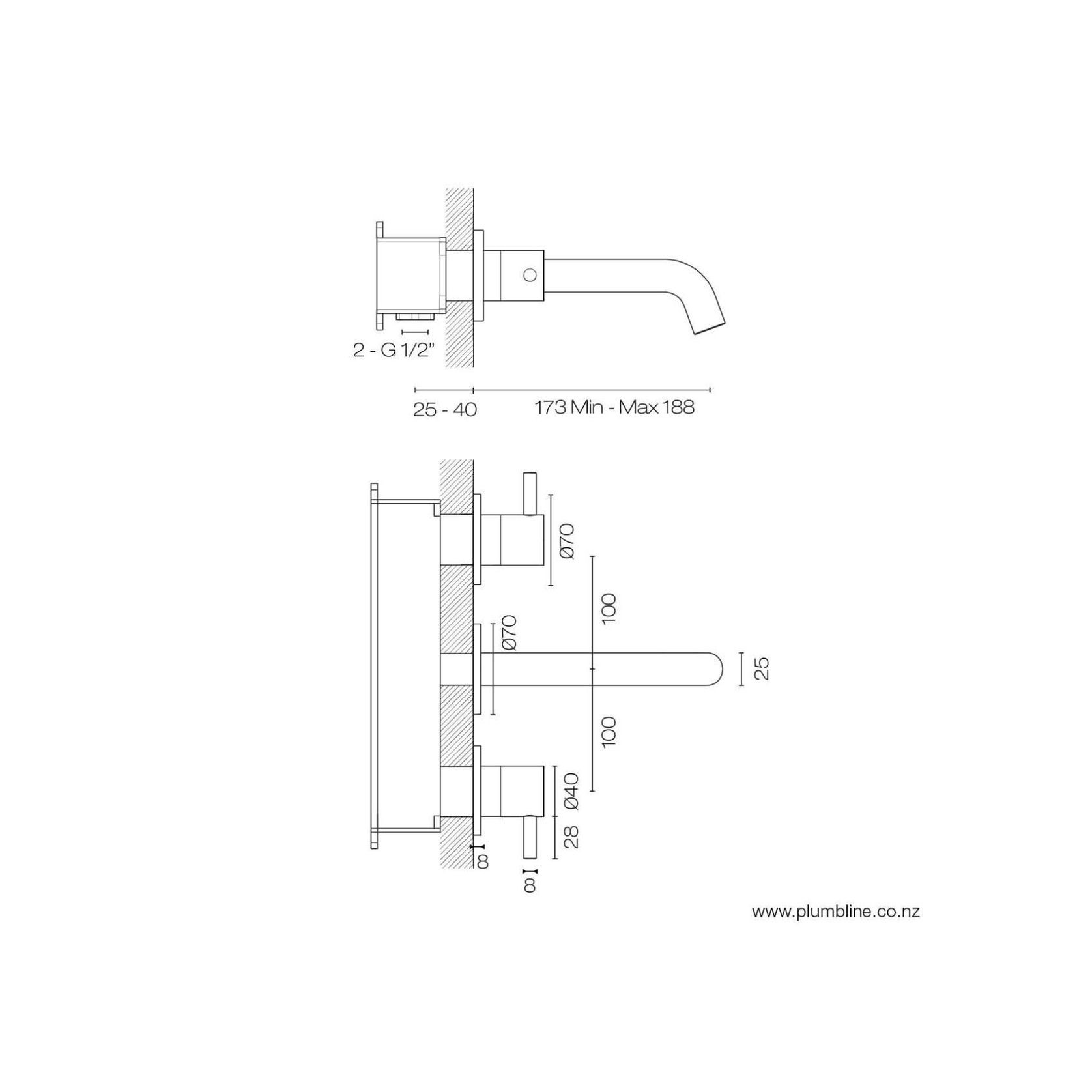 Swiss 3 Hole Wall Mount Mixer gallery detail image