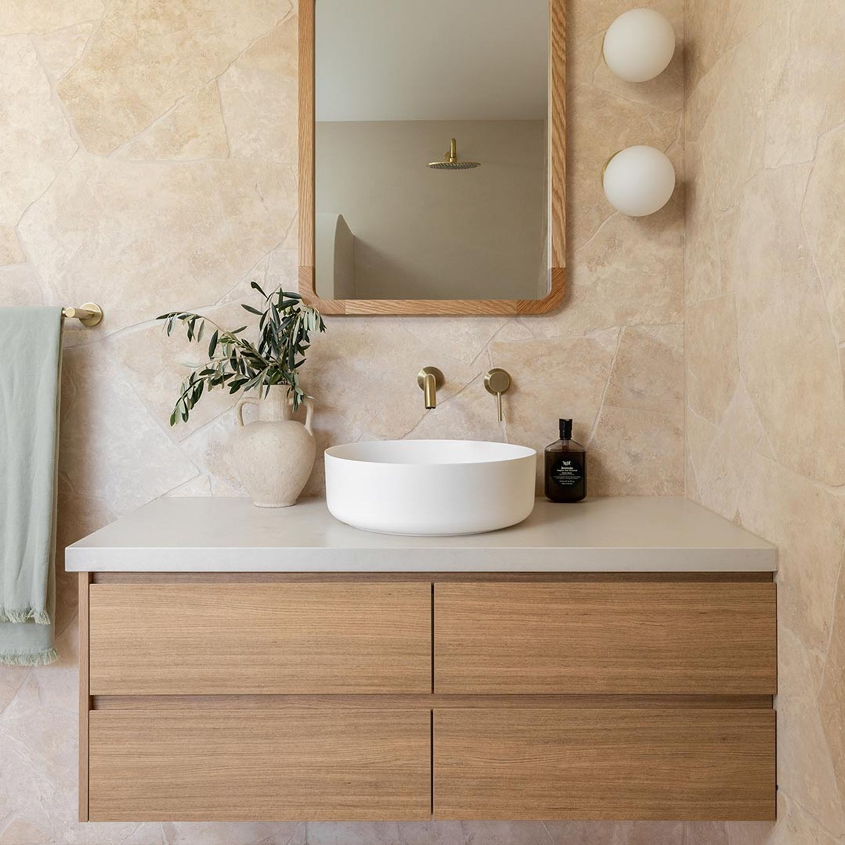 Elysian Minimal Mixer & Spout Set | Brushed Brass gallery detail image