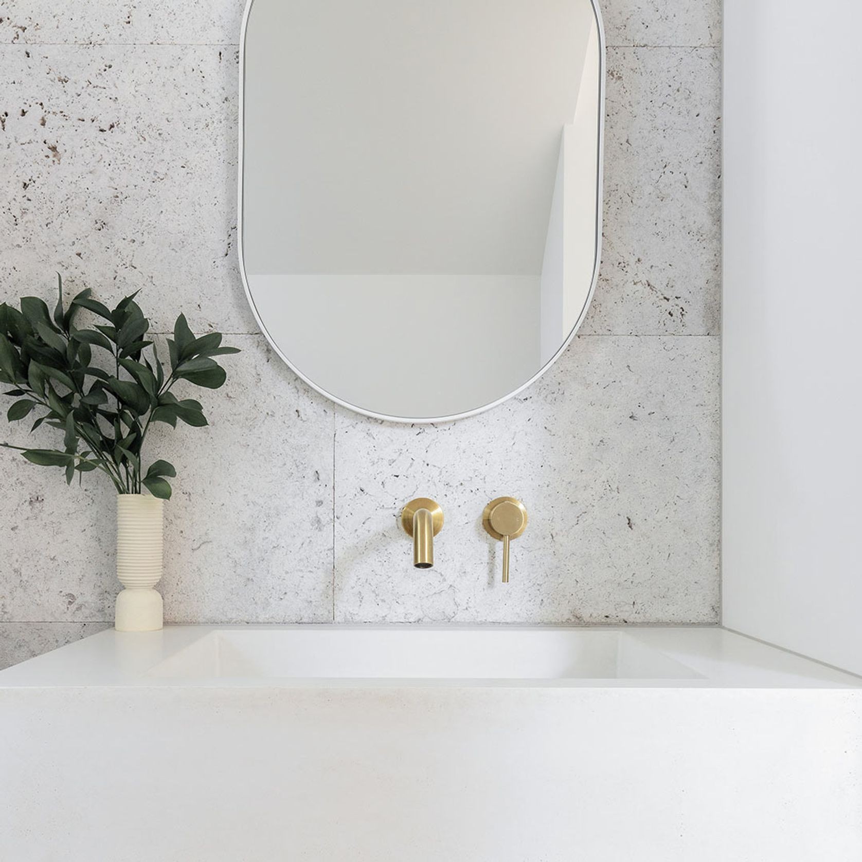 Elysian Minimal Mixer & Spout Set | Brushed Brass gallery detail image