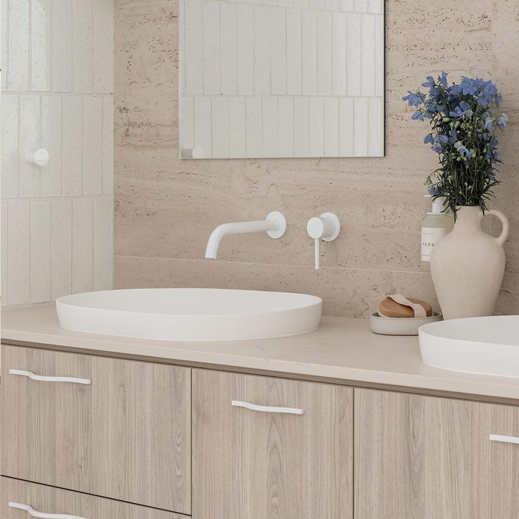 Elysian Minimal Mixer & Spout Set | White gallery detail image