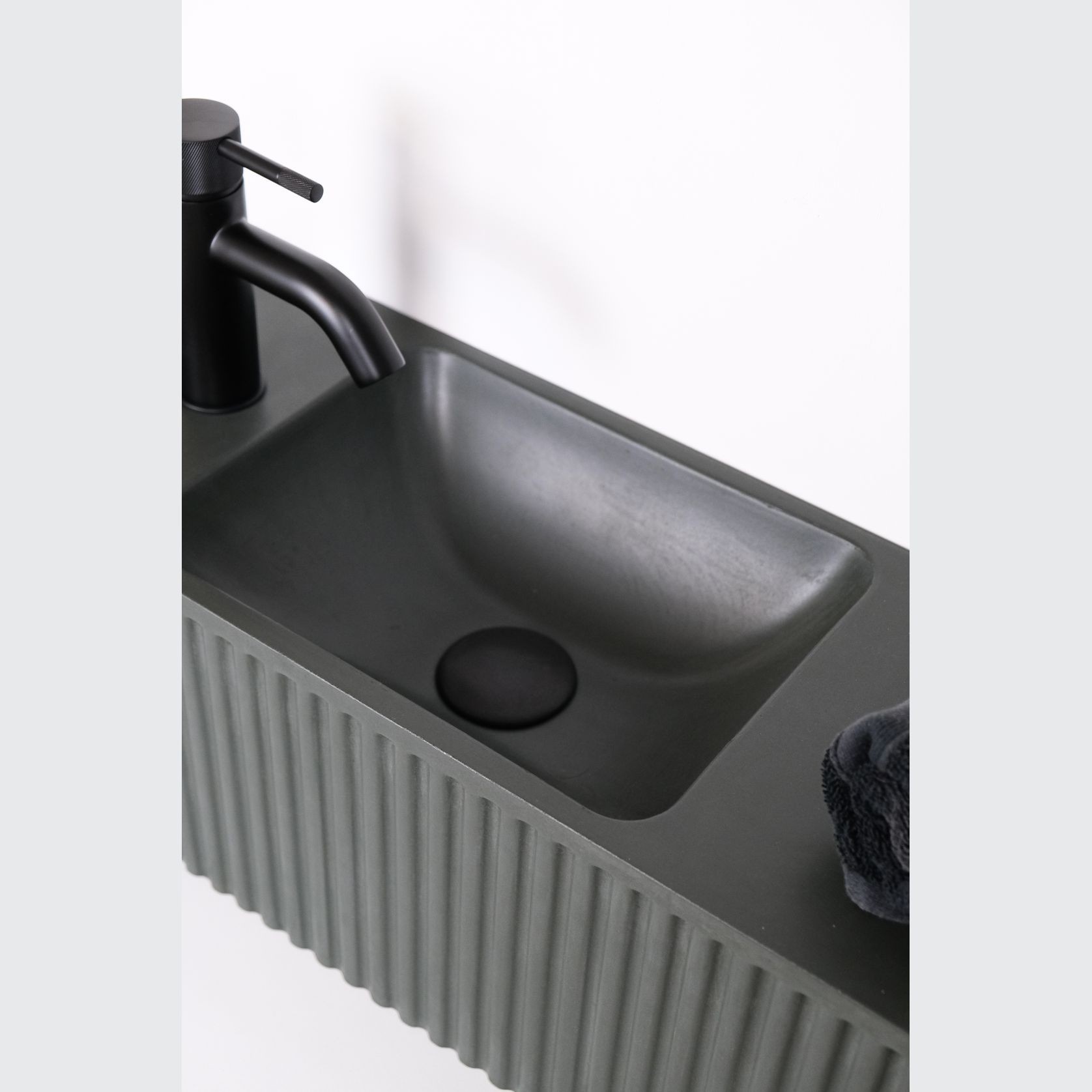 BARE Concrete Fluted Wall Basin gallery detail image